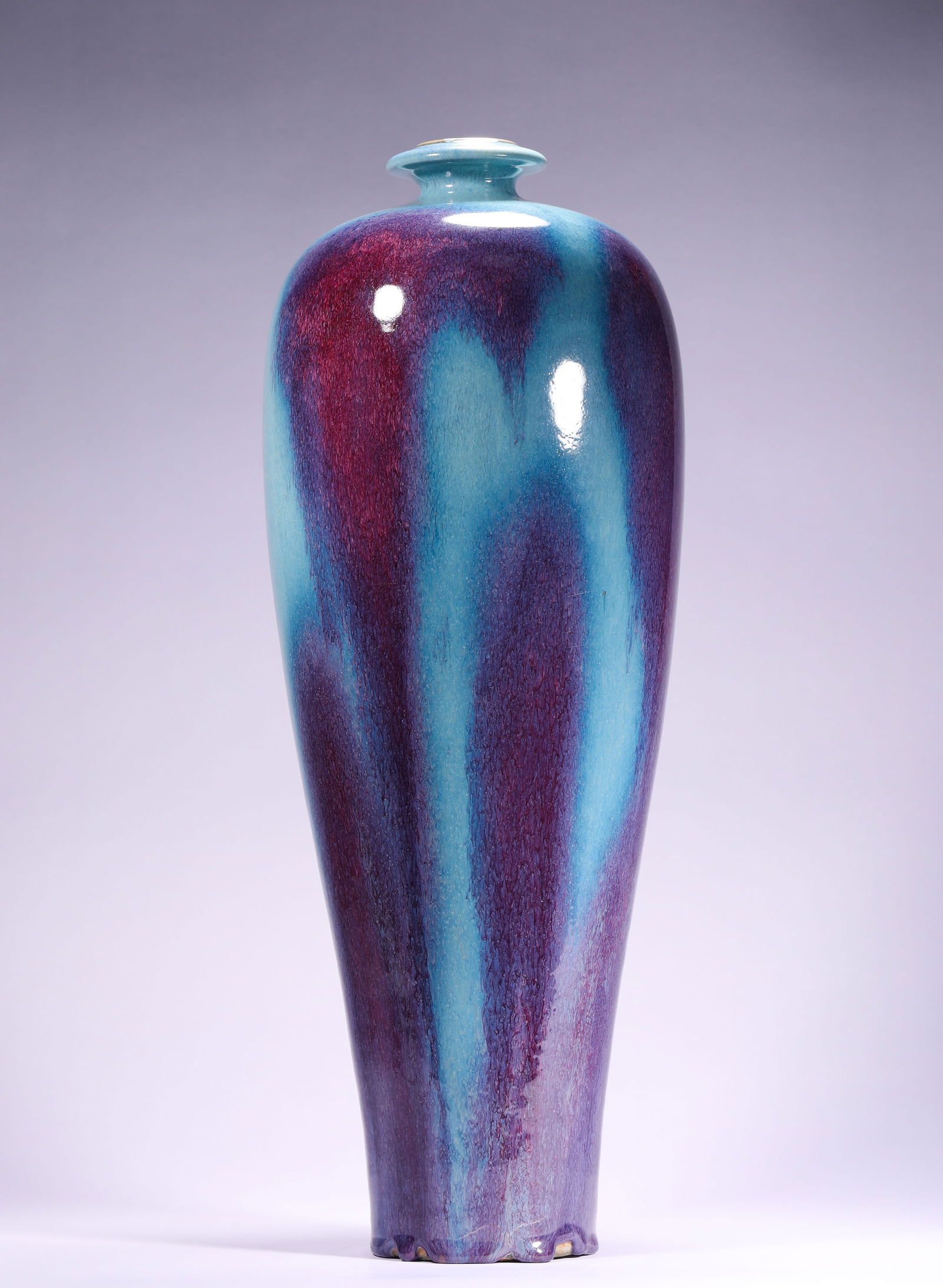 SONG DYNASTY JUN KILN GLAZED PLUM VASE: H:56cmD:17cm