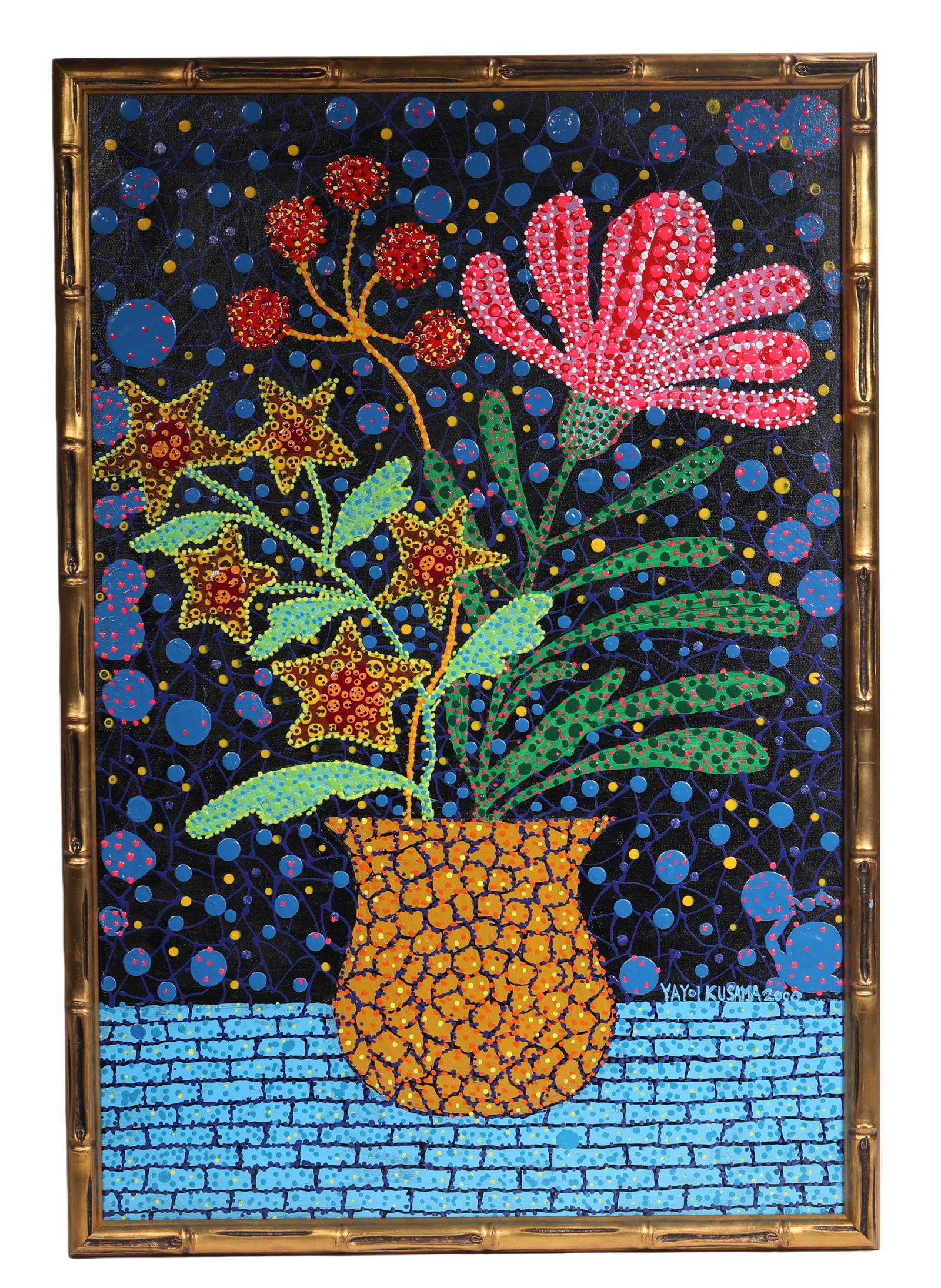 YAYOI KUSAMA (B.1929),ATTRIBUTED TO,ACRYLIC ON CANVAS: H:60cmW:39cm H:64cmW:43cm