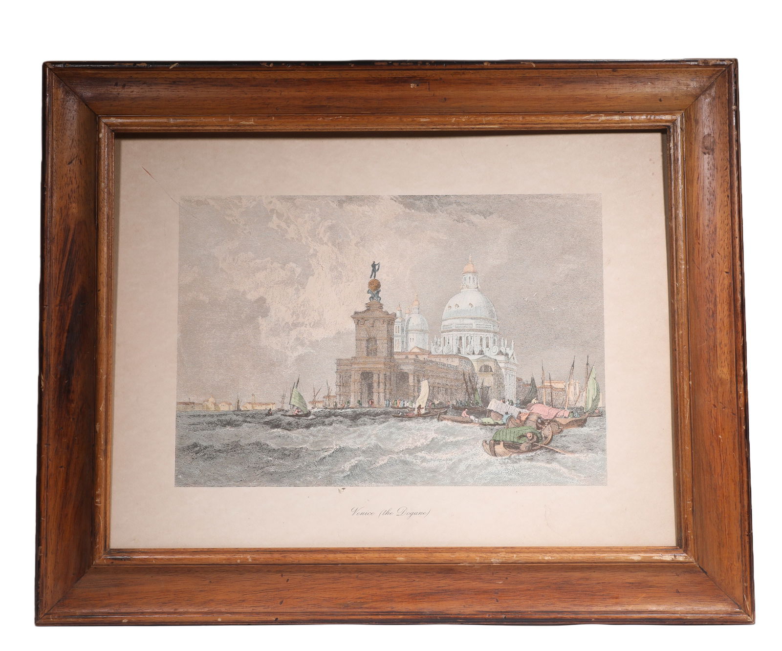 PUNTA DELLA DOGANA 18TH TO 19TH CENTURIES COLOUR MEZZOTINT COPPERPLATE PRINT: H:30cmW:44cm H:60cmW:74cm