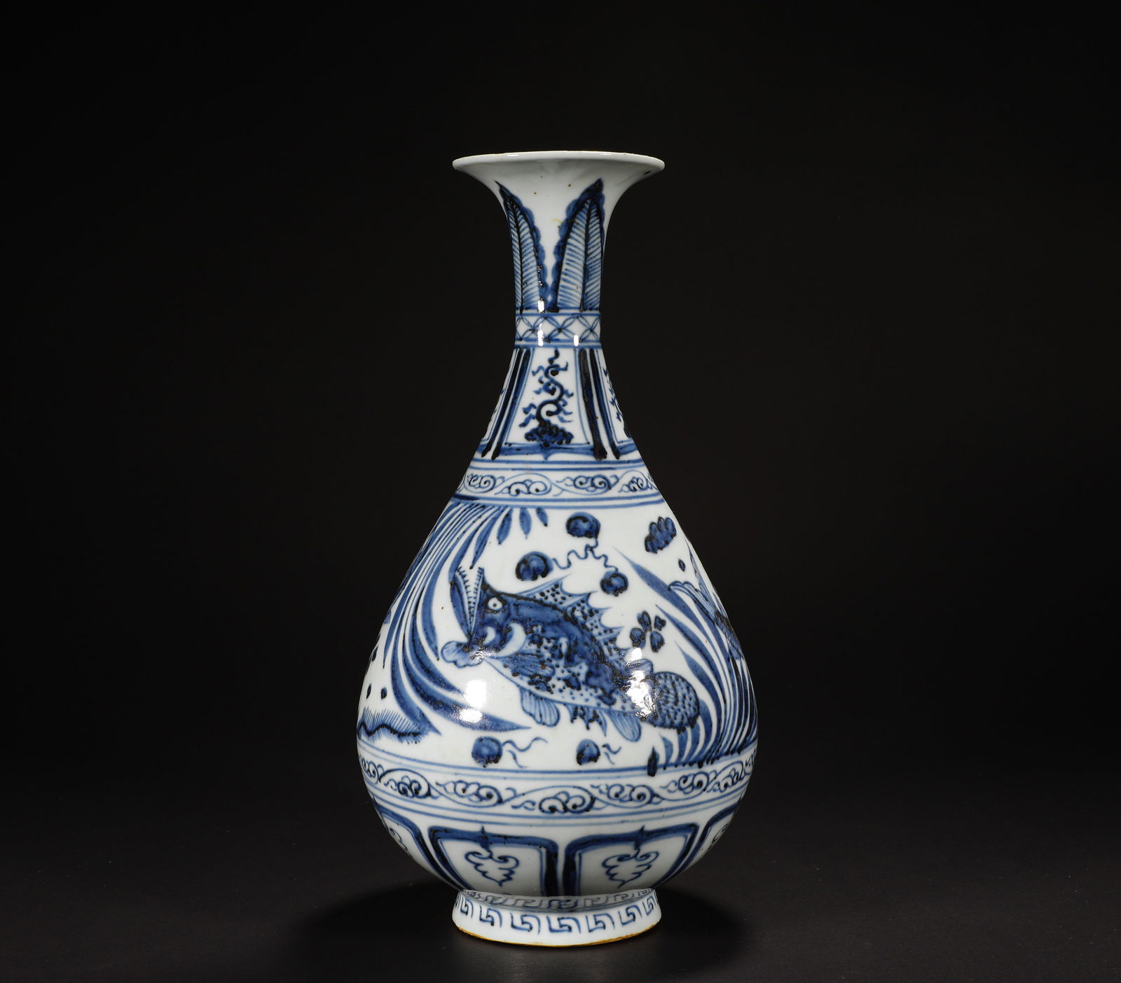 YUAN DYNASTY BLUE AND WHITE JADE HUCHUN VASE (1 of 7)