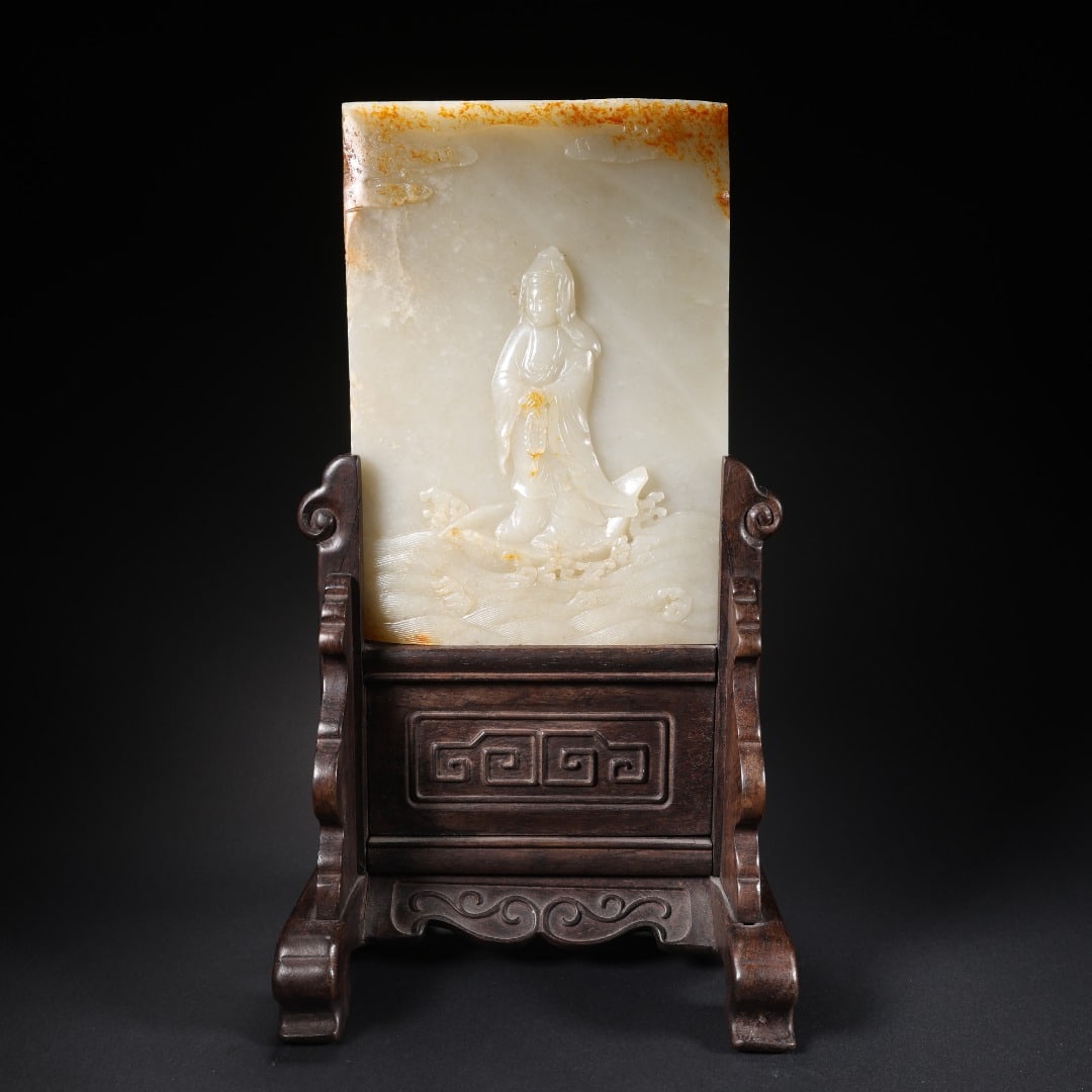 QING DYNASTY, HETIAN JADE GUANYIN SCREEN (1 of 9)