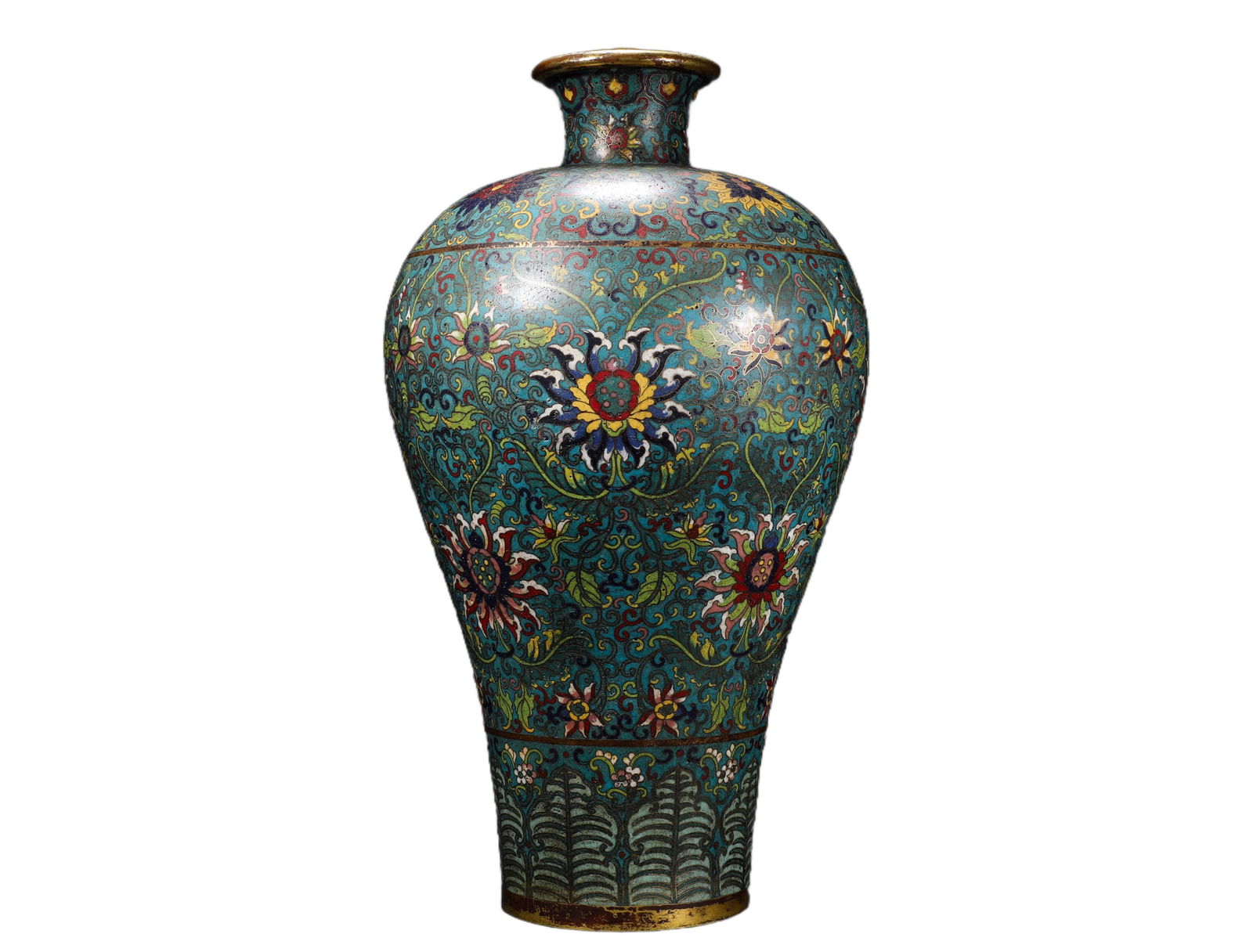 QING DYNASTY, QIANLONG COPPER CLOISONNE ENAMEL FLOWER VASE FOR APPRECIATION: H:40cmW:21cmWeight:2880g
