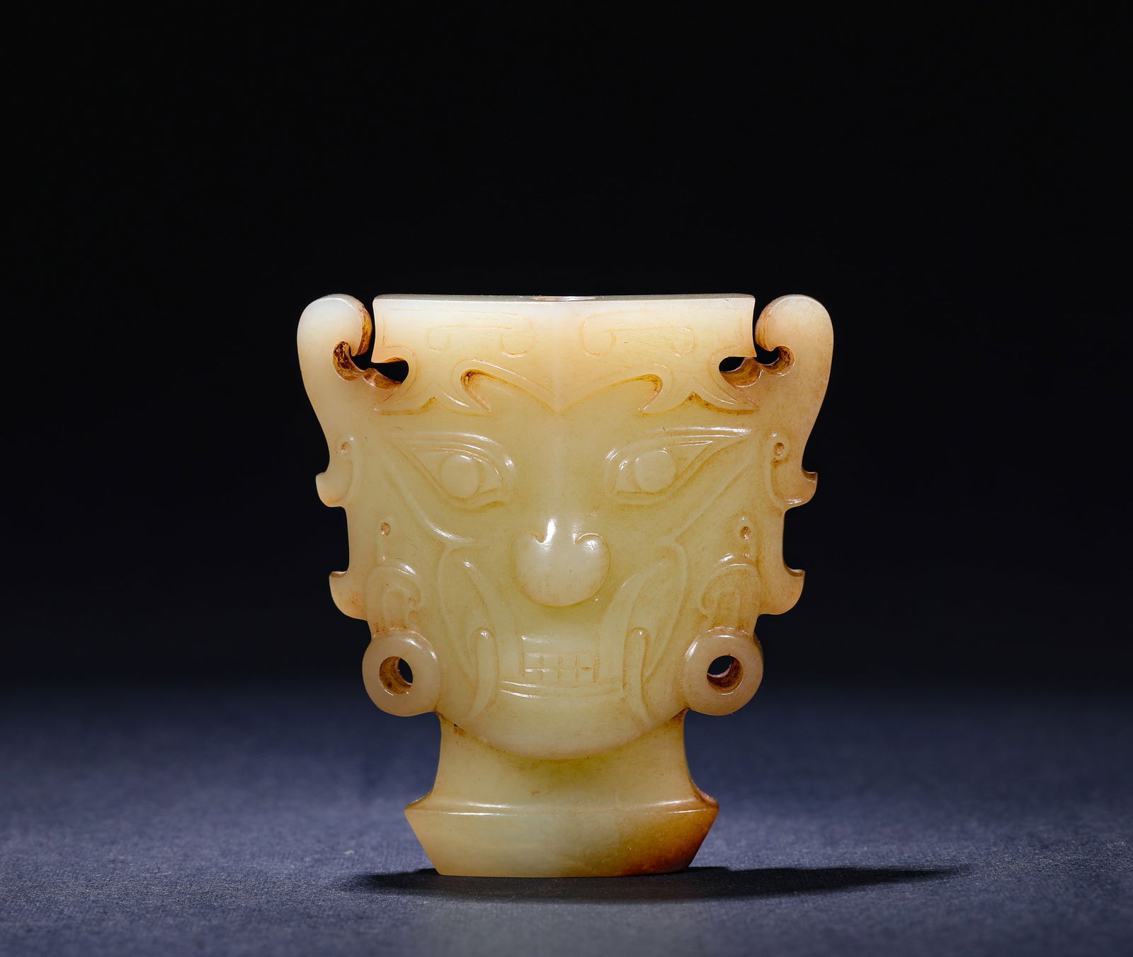 SHANG DYNASTY, HETIAN JADE HUMAN FACE PENDANT (1 of 5)