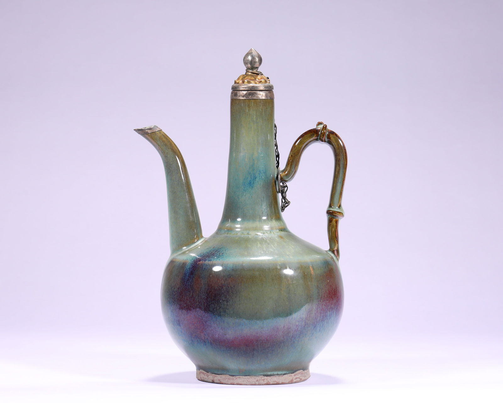 SONG DYNASTY JUN KILN TRANSFORMED EWER: H:23cmW:15.5cm