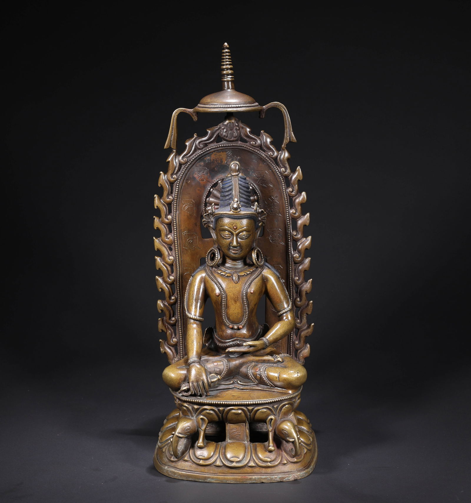 16TH-CENTURY ALLOY COPPER GUANYIN STATUE: H:28cmW:14cmWeight:4020g