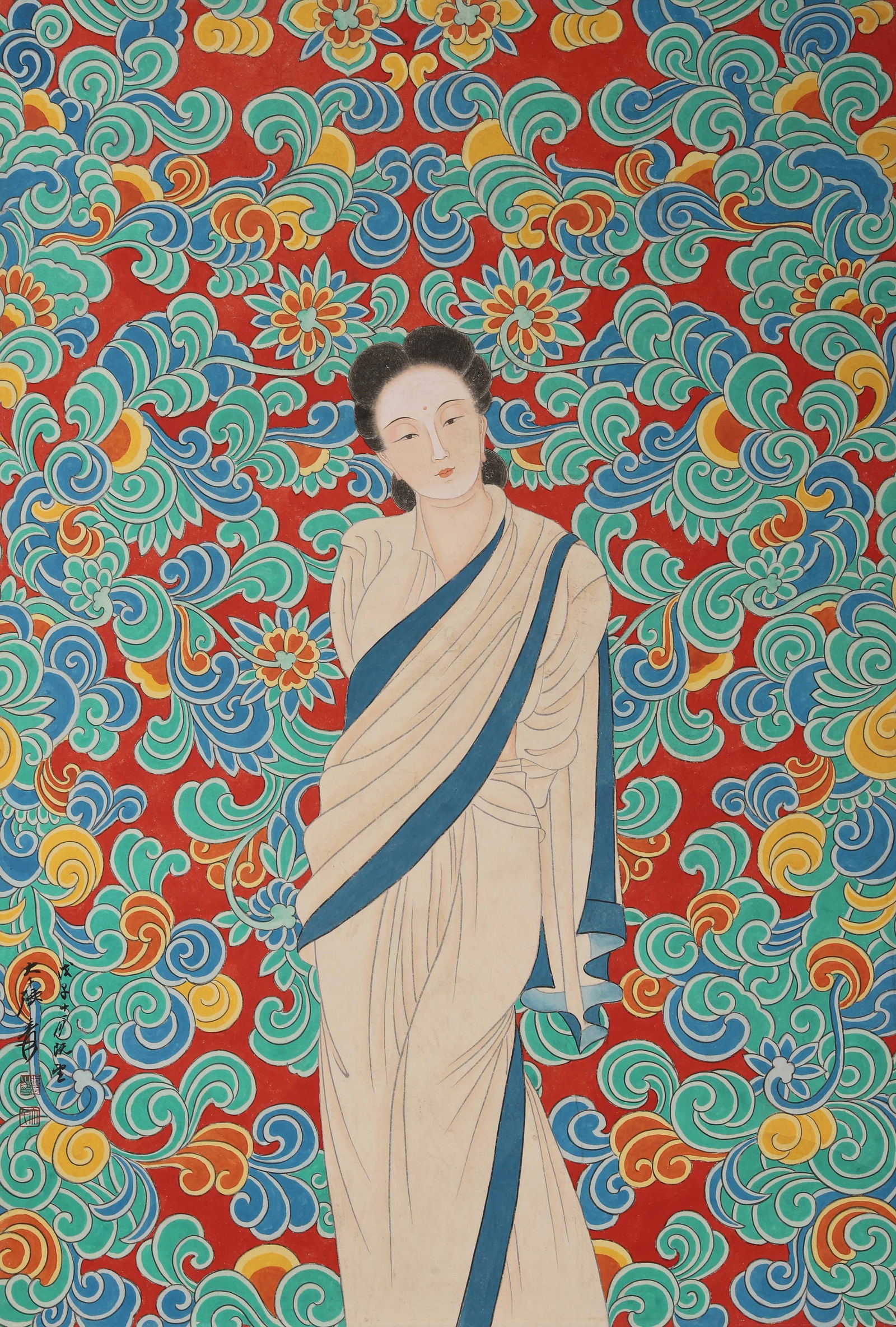 ZHANG DAQIAN, PORTRAIT OF A FOREIGN LADY WORSHIPING BUDDHA, 1936 (1 of 6)