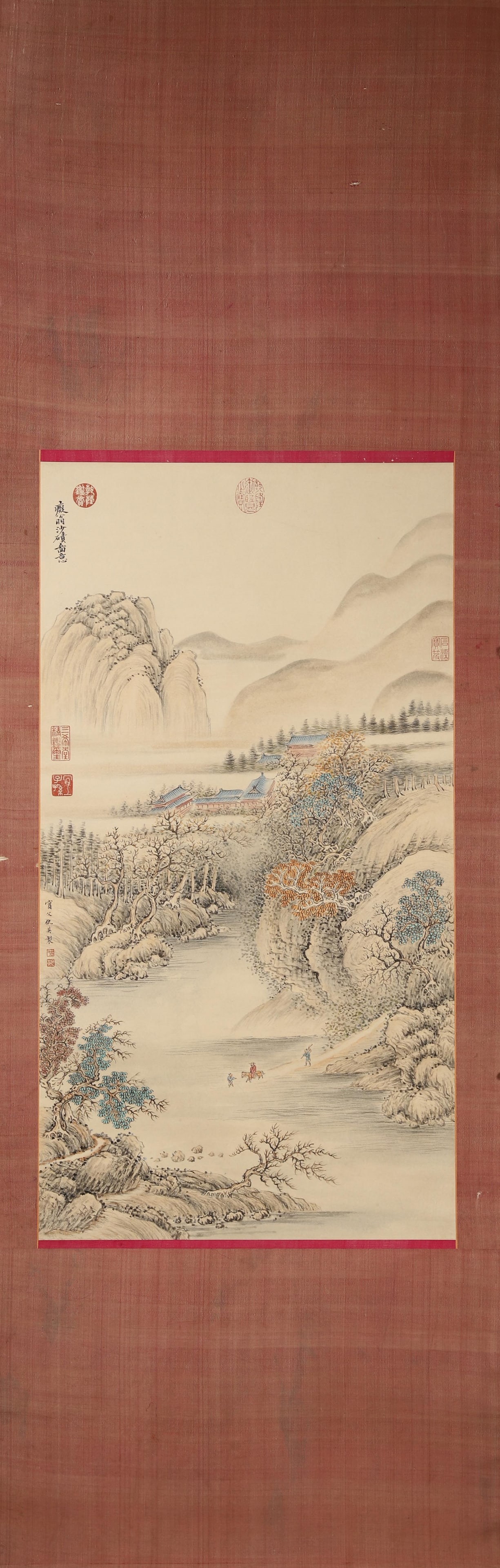QIU YING, TRAVELING THROUGH MOUNTAINS AND STREAMS, HANGING SCROLL, INK AND COLOR ON PAPER, MING (1 of 10)