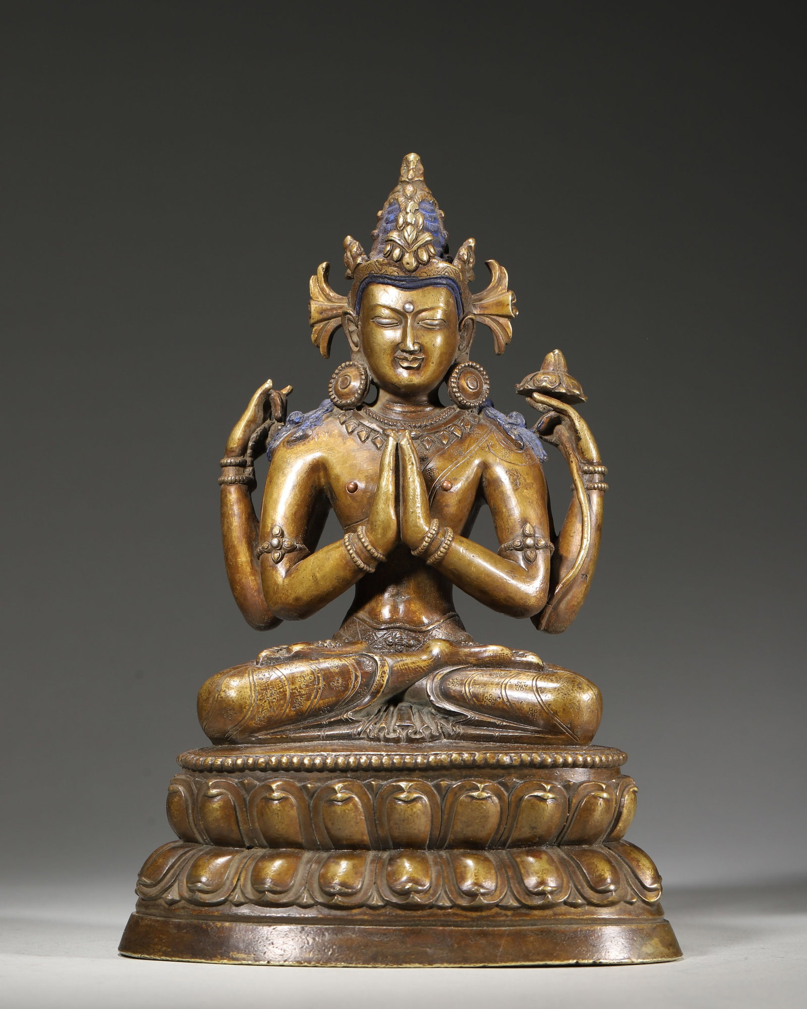 15TH–16TH CENTURY COPPER STATUE OF FOUR-ARMED AVALOKITESHVARA (1 of 7)