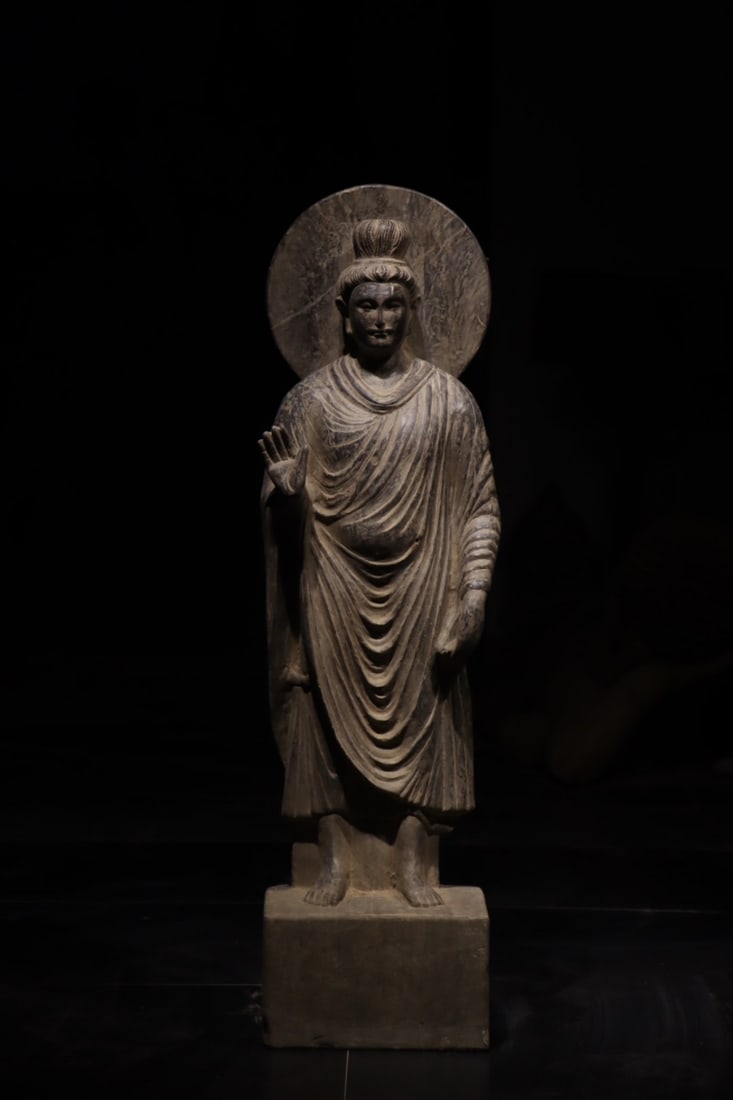 A GREY SCHIST STANDING BUDDHA, GANDHARA, 2ND-3RD CENTURY CE (1 of 8)