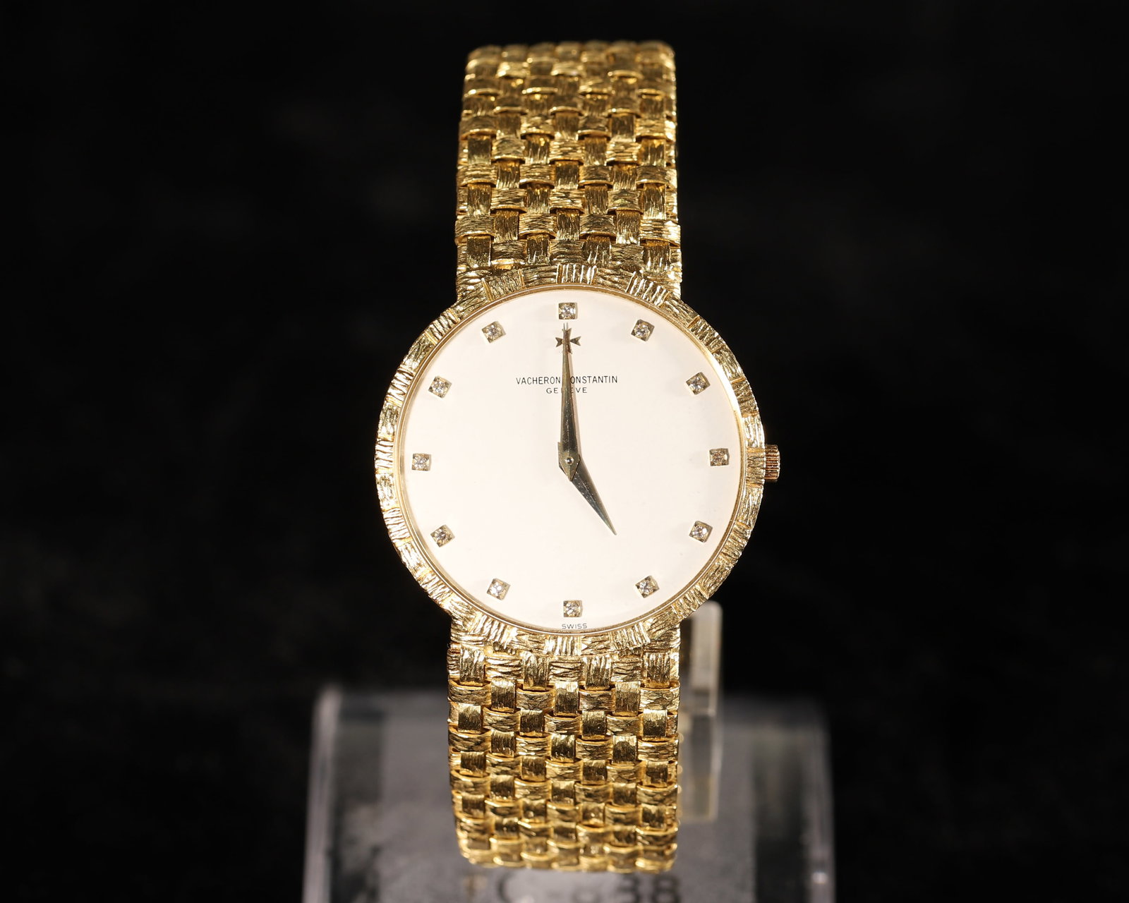VACHERON CONSTANTIN 18K YELLOW GOLD DIAMOND DIAL INTEGRATED WOVEN BRACELET MANUAL WIND WATCH (1 of 7)