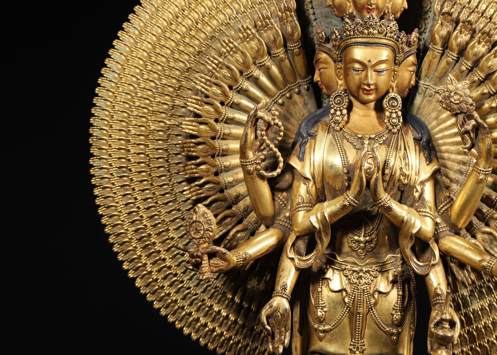 A Gilt-Bronze Standing Statue of Thousand-Armed and Thousand-Eyed Guanyin, Qing Dynasty - 5