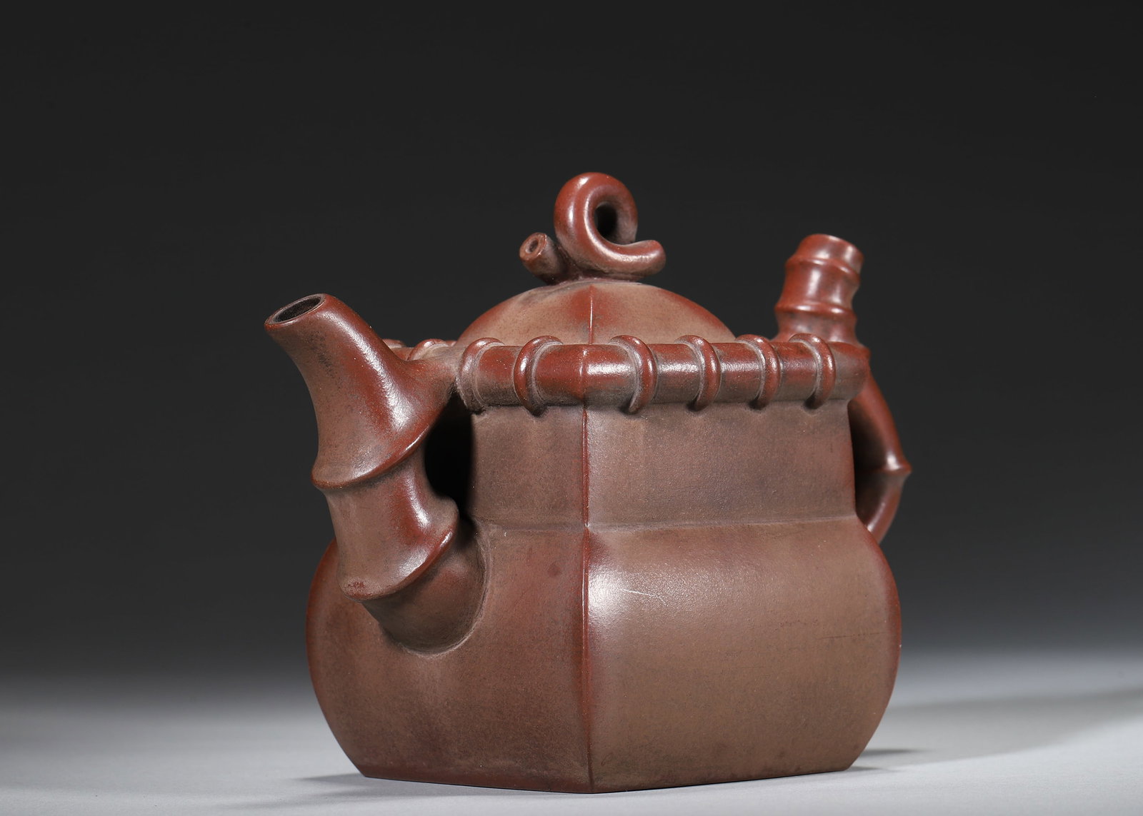Ming Dynasty, Youquan Mark Bamboo Square Zisha Teapot - 2