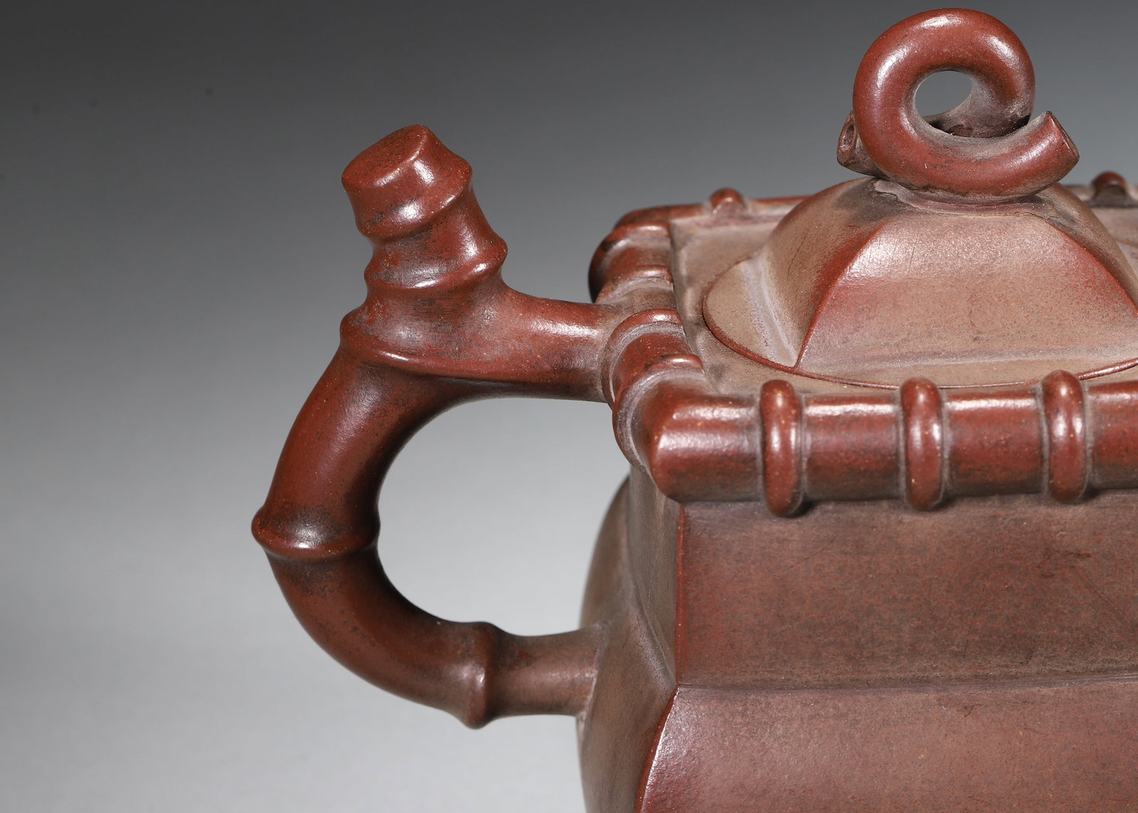 Ming Dynasty, Youquan Mark Bamboo Square Zisha Teapot - 5
