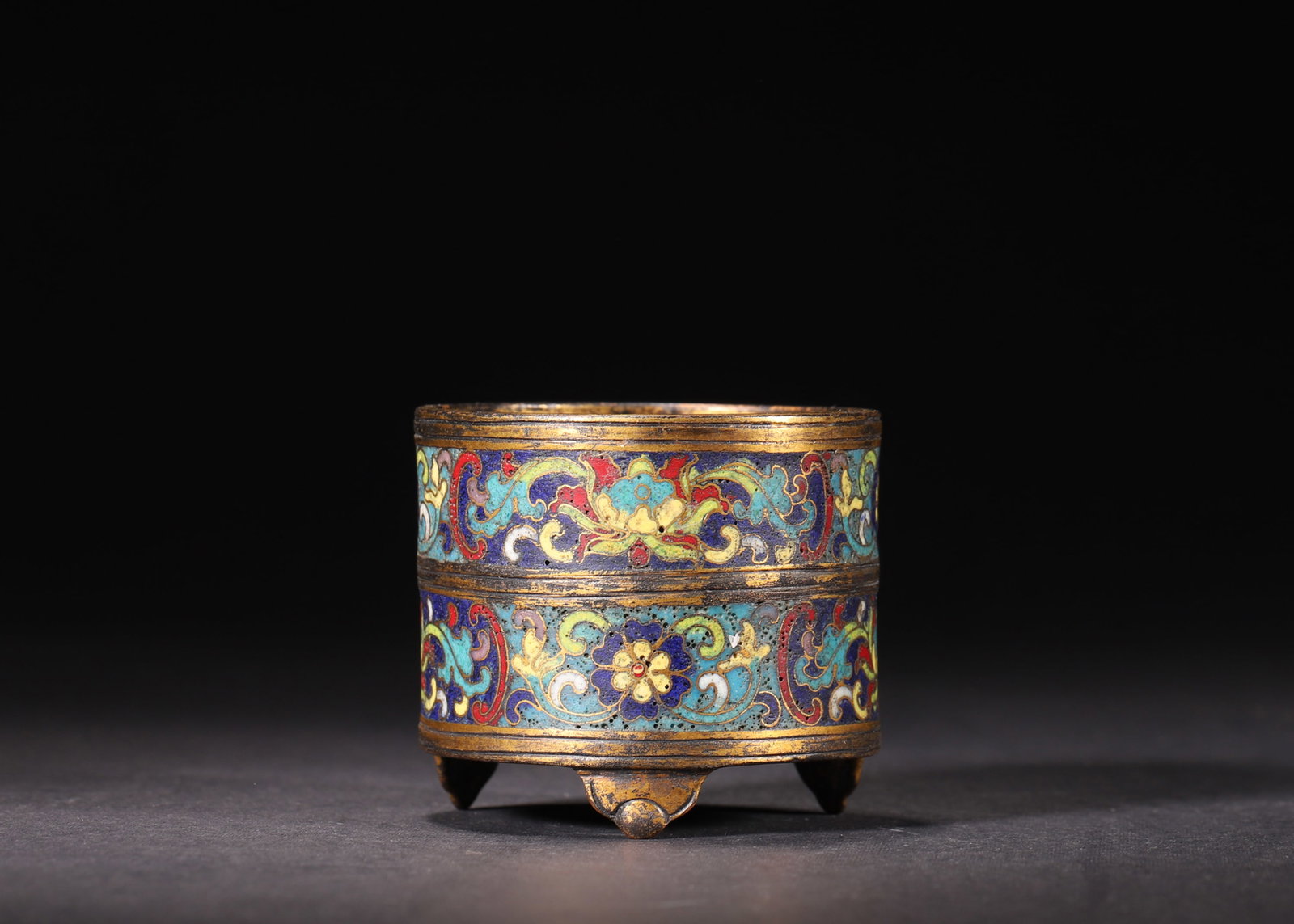 A Gilt-Bronze Cloisonné Enamel Tripod Censer with Interlocking Lotus Design, Qianlong Period, Qing (1 of 8)