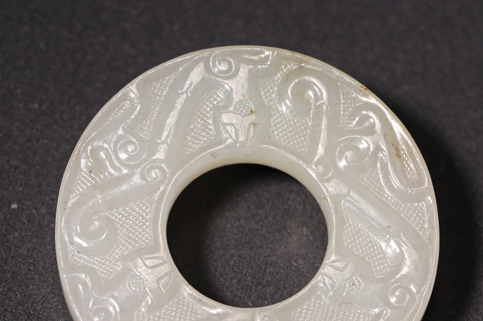 A Hetian Jade Bi-Shaped Pendant with Chi Dragon Pattern - Han Dynasty - 2