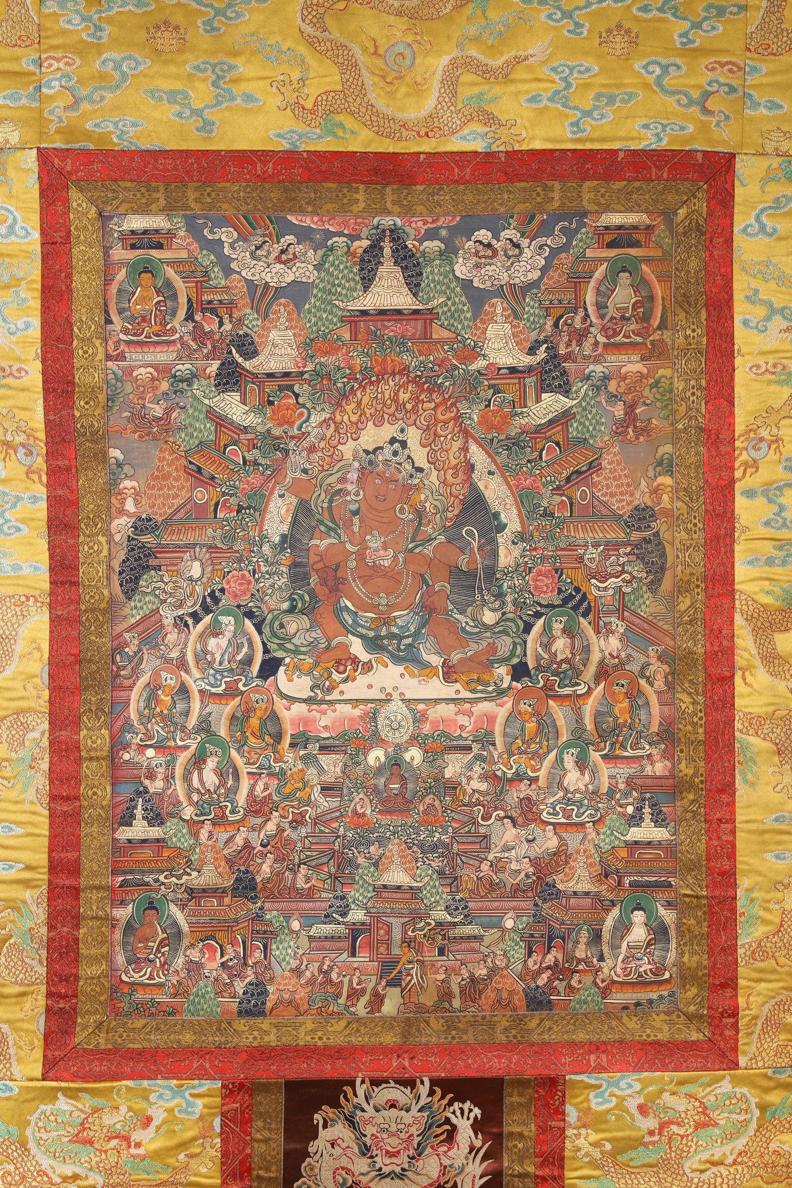 A Yellow Jambhala Thangka - Qing Dynasty - 2