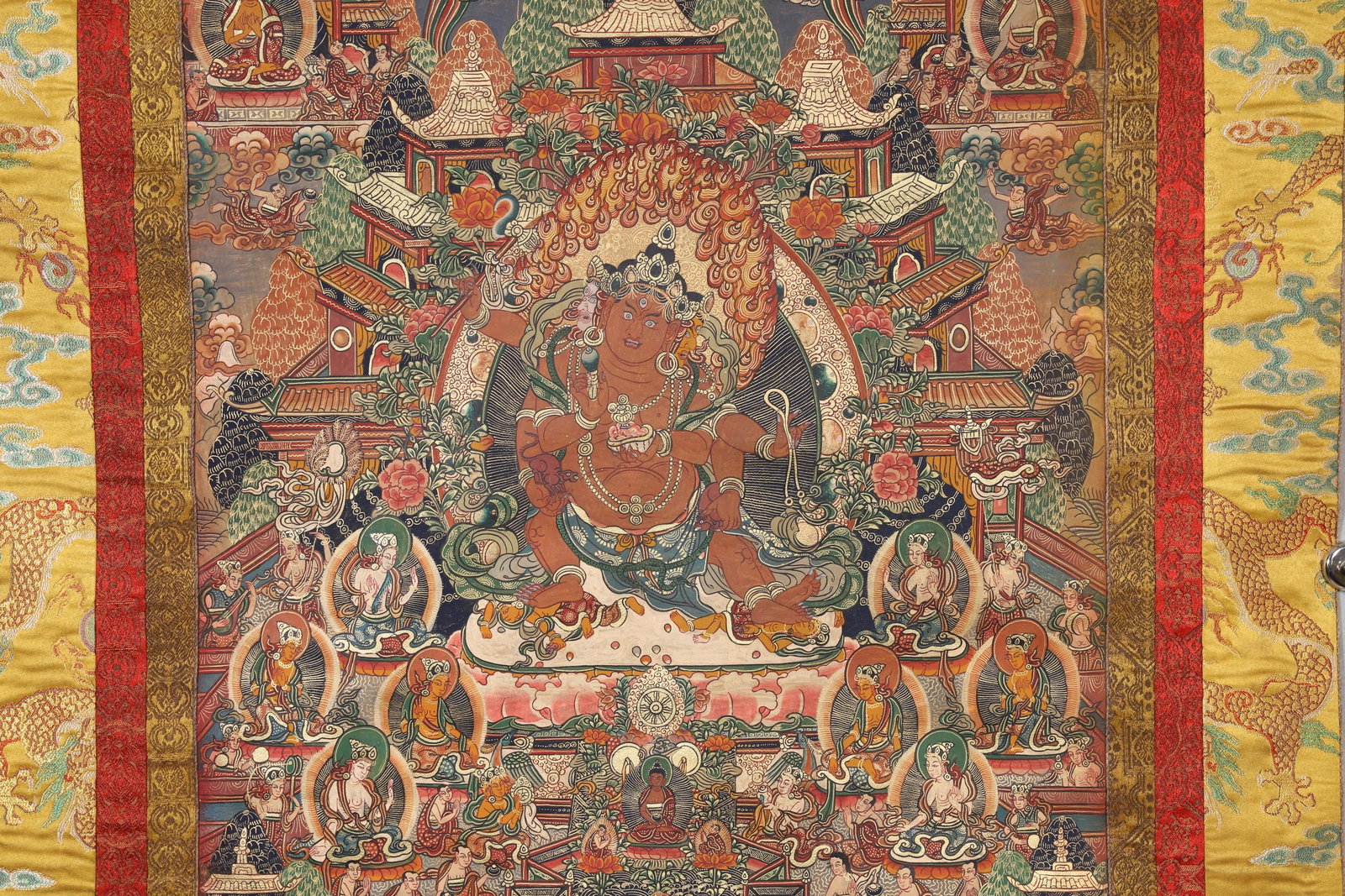 A Yellow Jambhala Thangka - Qing Dynasty - 3