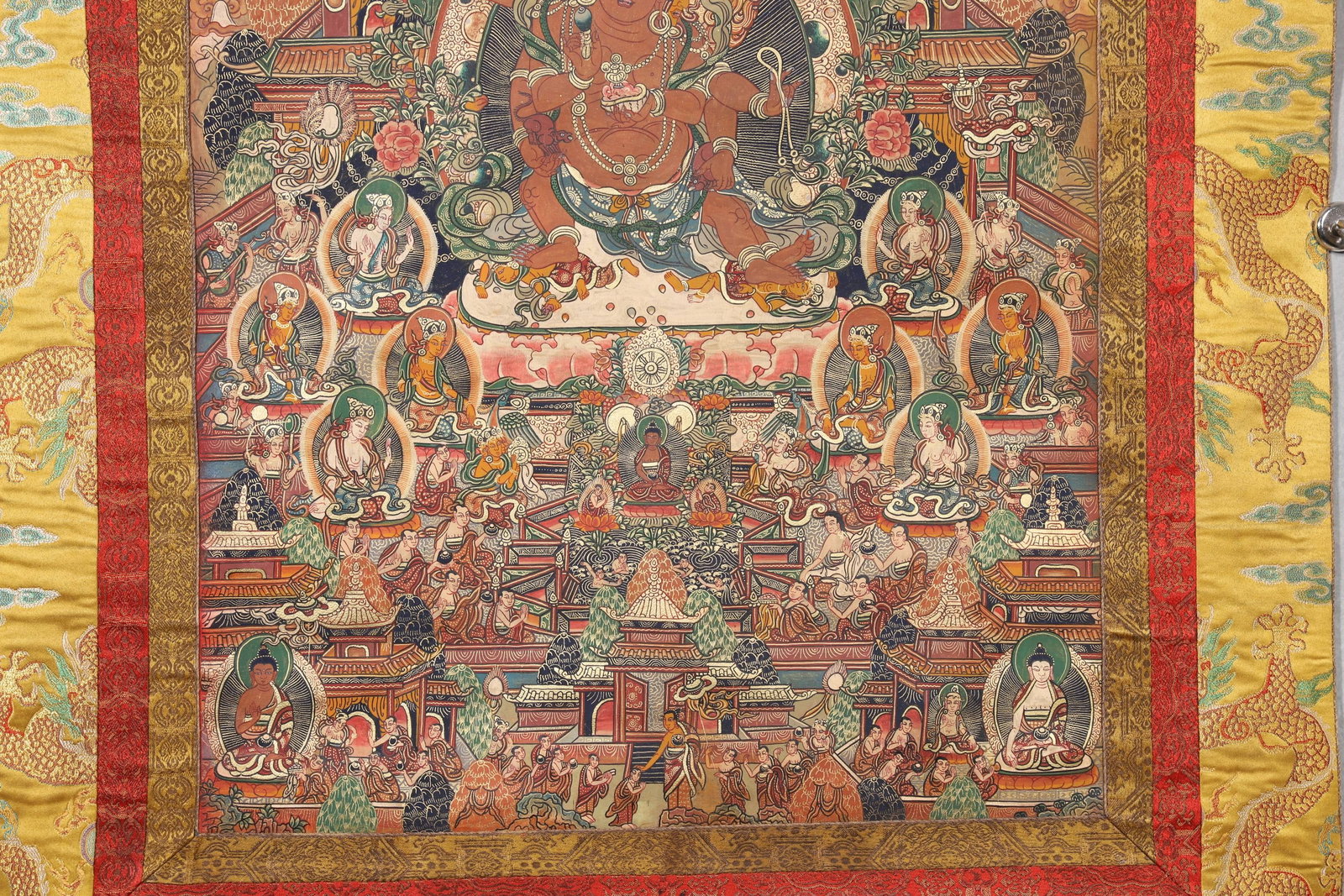 A Yellow Jambhala Thangka - Qing Dynasty - 4