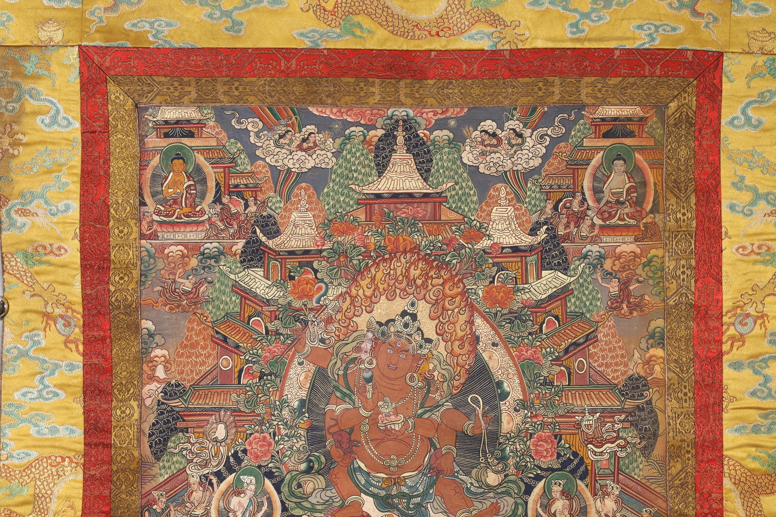 A Yellow Jambhala Thangka - Qing Dynasty - 5
