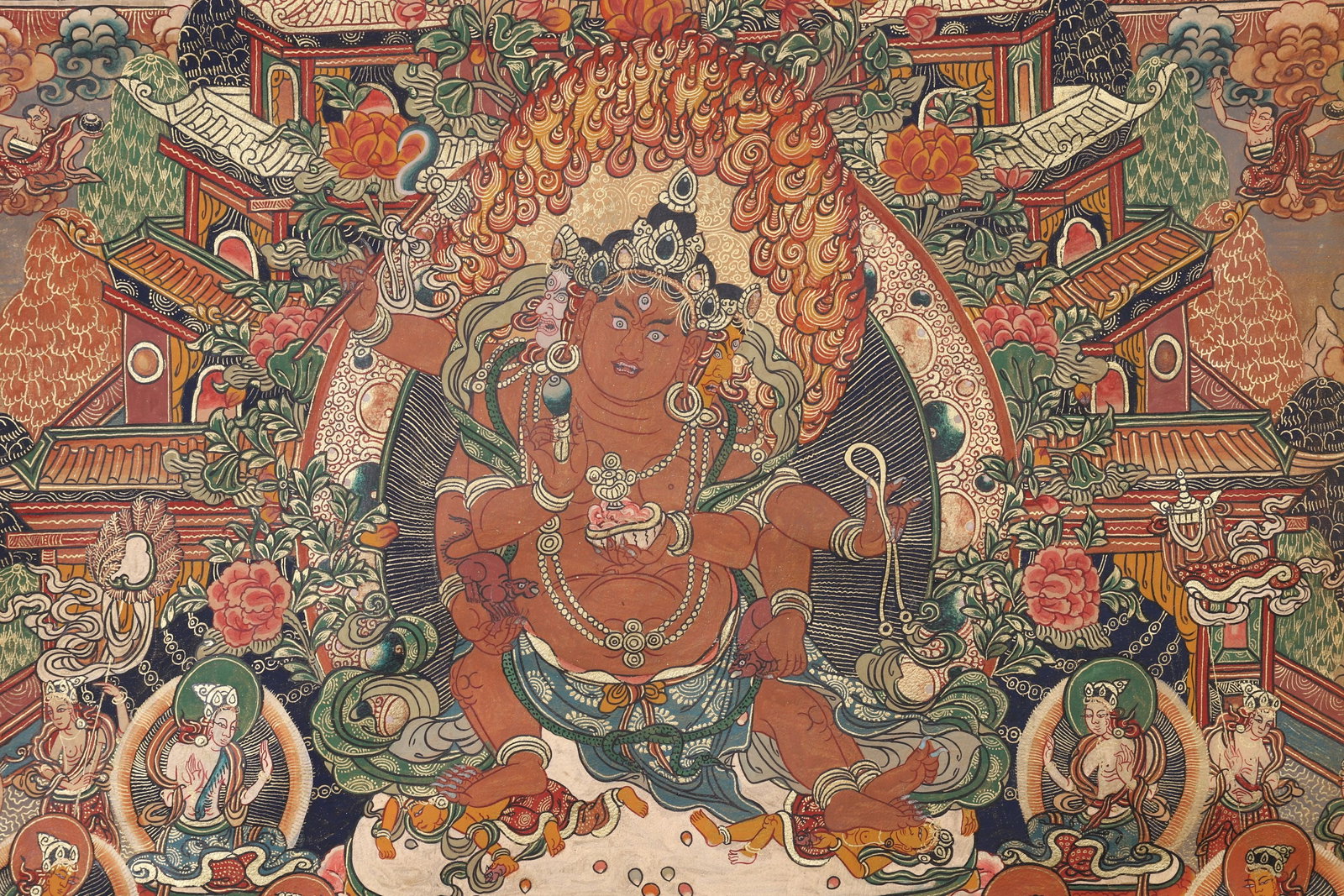 A Yellow Jambhala Thangka - Qing Dynasty - 6