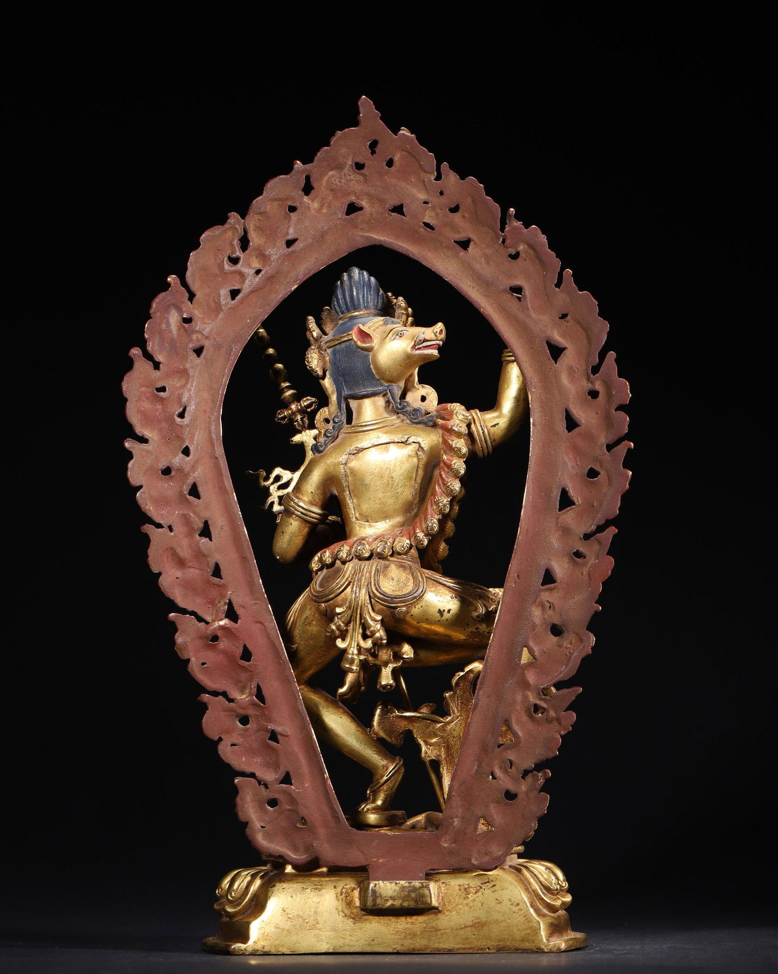 A Gilt-Bronze Statue of Vajravarahi with Pig Head, Qing Dynasty - 8
