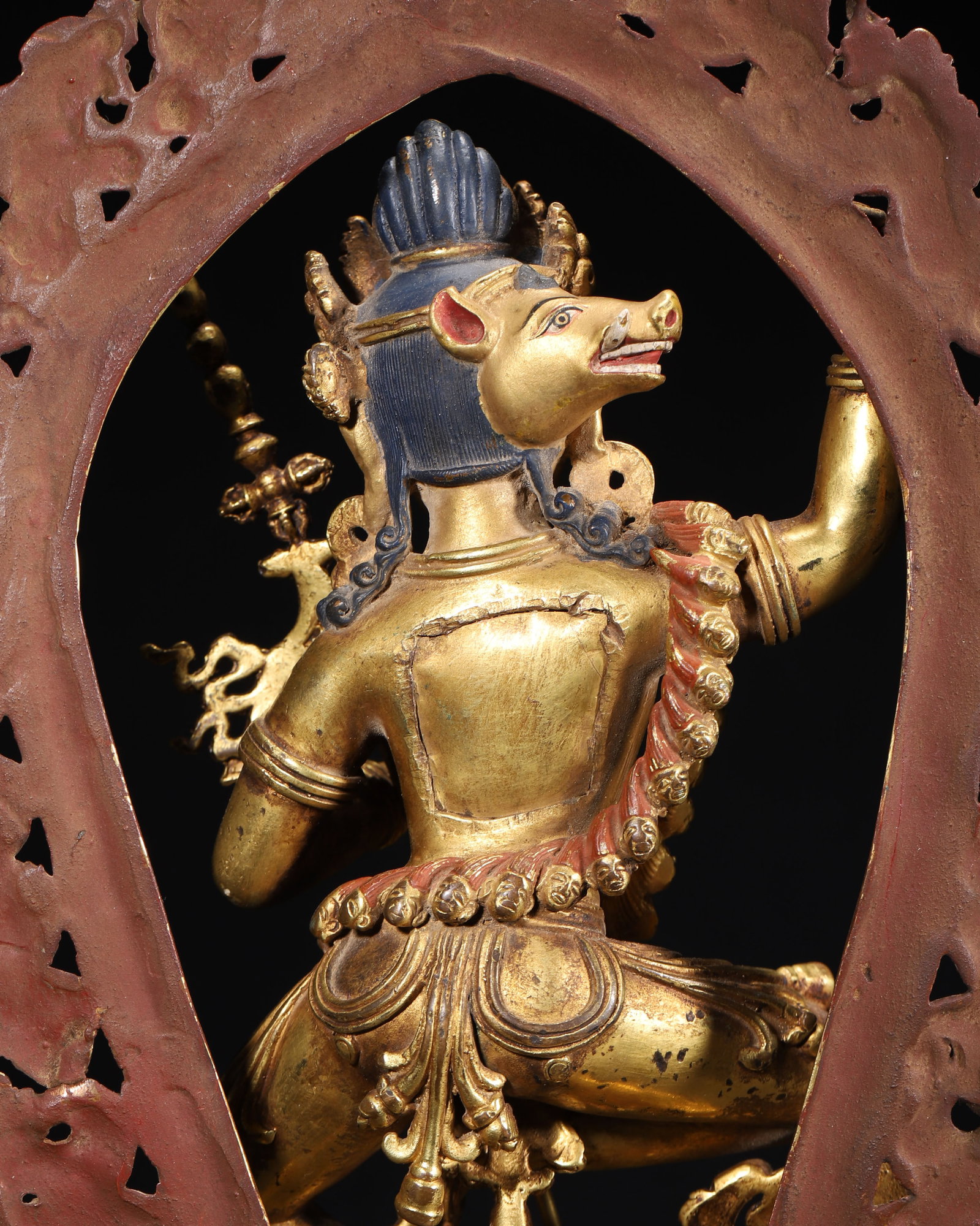 A Gilt-Bronze Statue of Vajravarahi with Pig Head, Qing Dynasty - 9