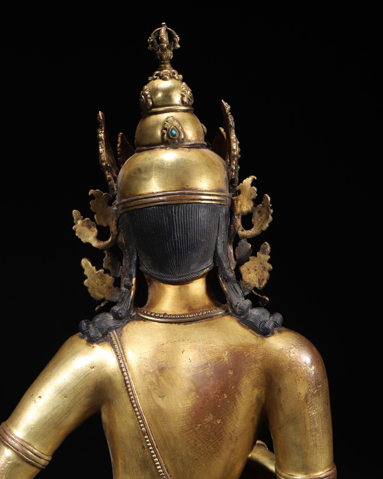 A Gilt Bronze Inlaid Gemstone Vajrasattva Seated Statue, Qing Dynasty - 10