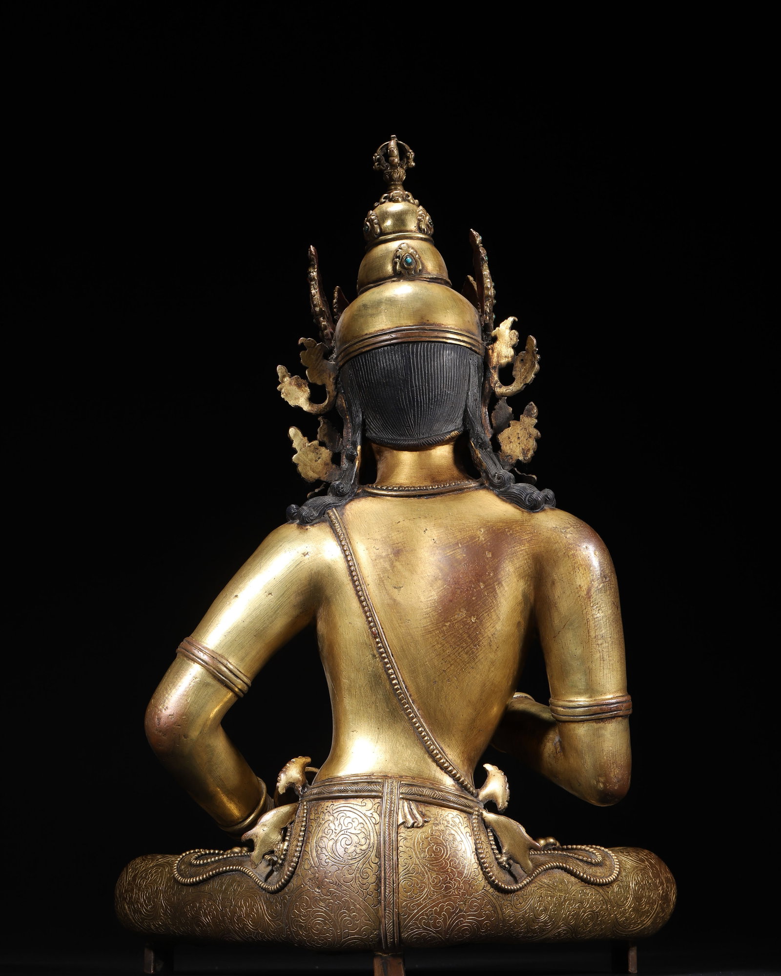 A Gilt Bronze Inlaid Gemstone Vajrasattva Seated Statue, Qing Dynasty - 9