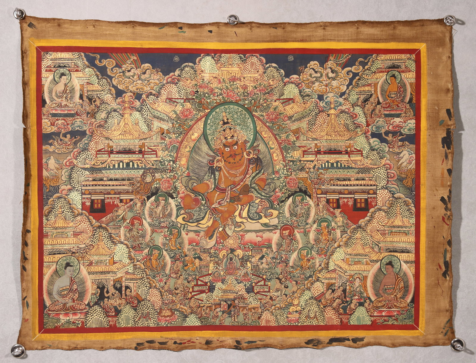 A Yellow Jambhala Thangka, Qing Dynasty (1 of 6)