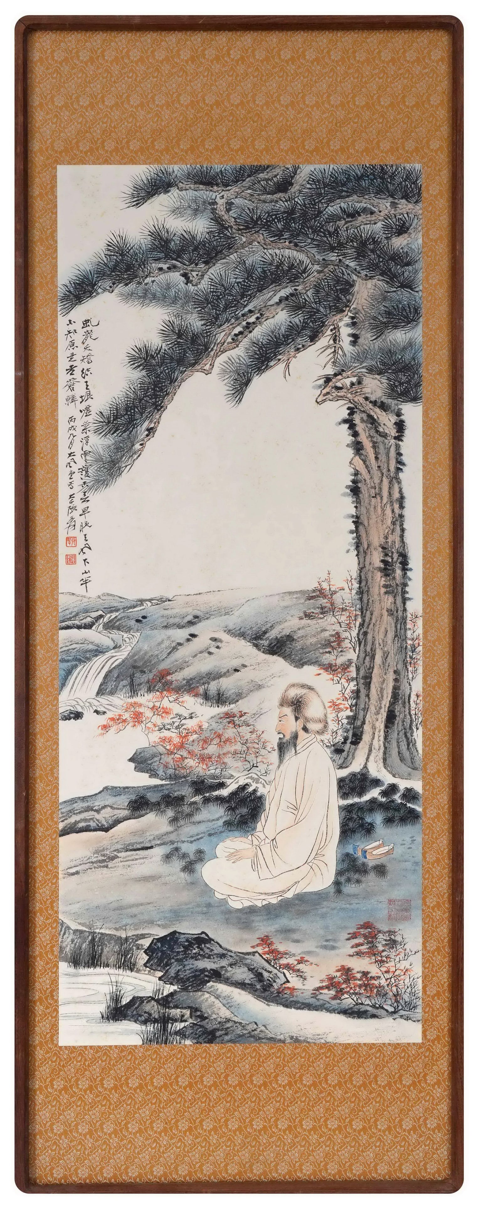 Zhang Daqian (1899-1983) Scholar Under the Pine Tree, framed ink and color on paper, dated 1946 (1 of 11)