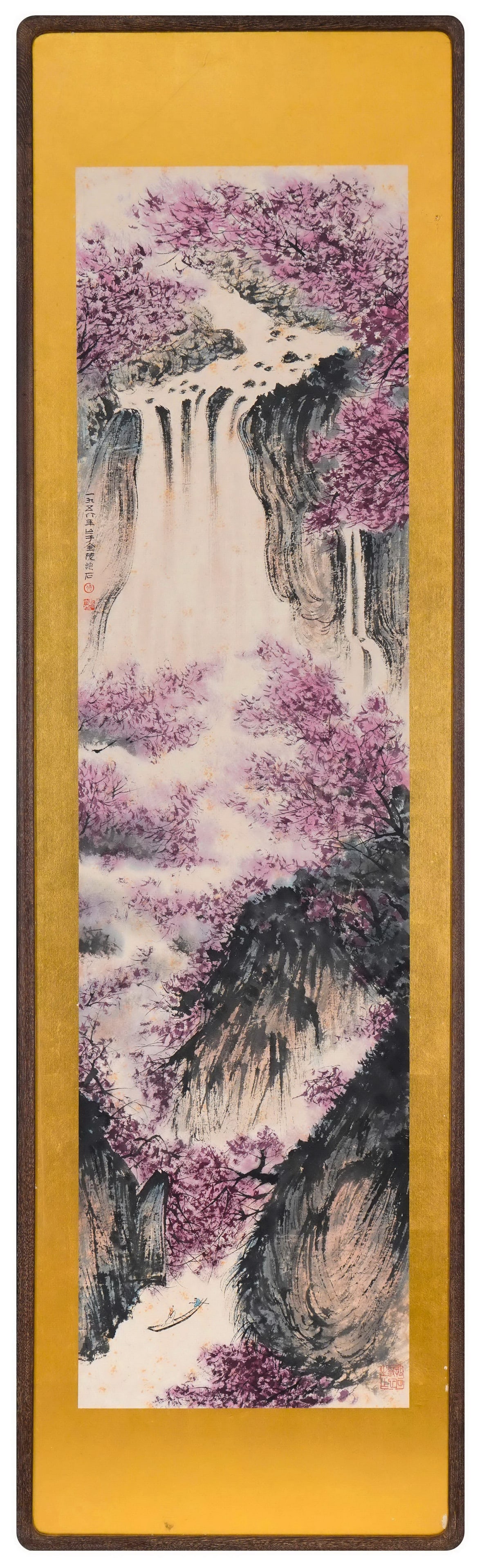 Red Forest in Mountain Valley, Landscape by Fu Baoshi, 1956, Framed (1 of 10)