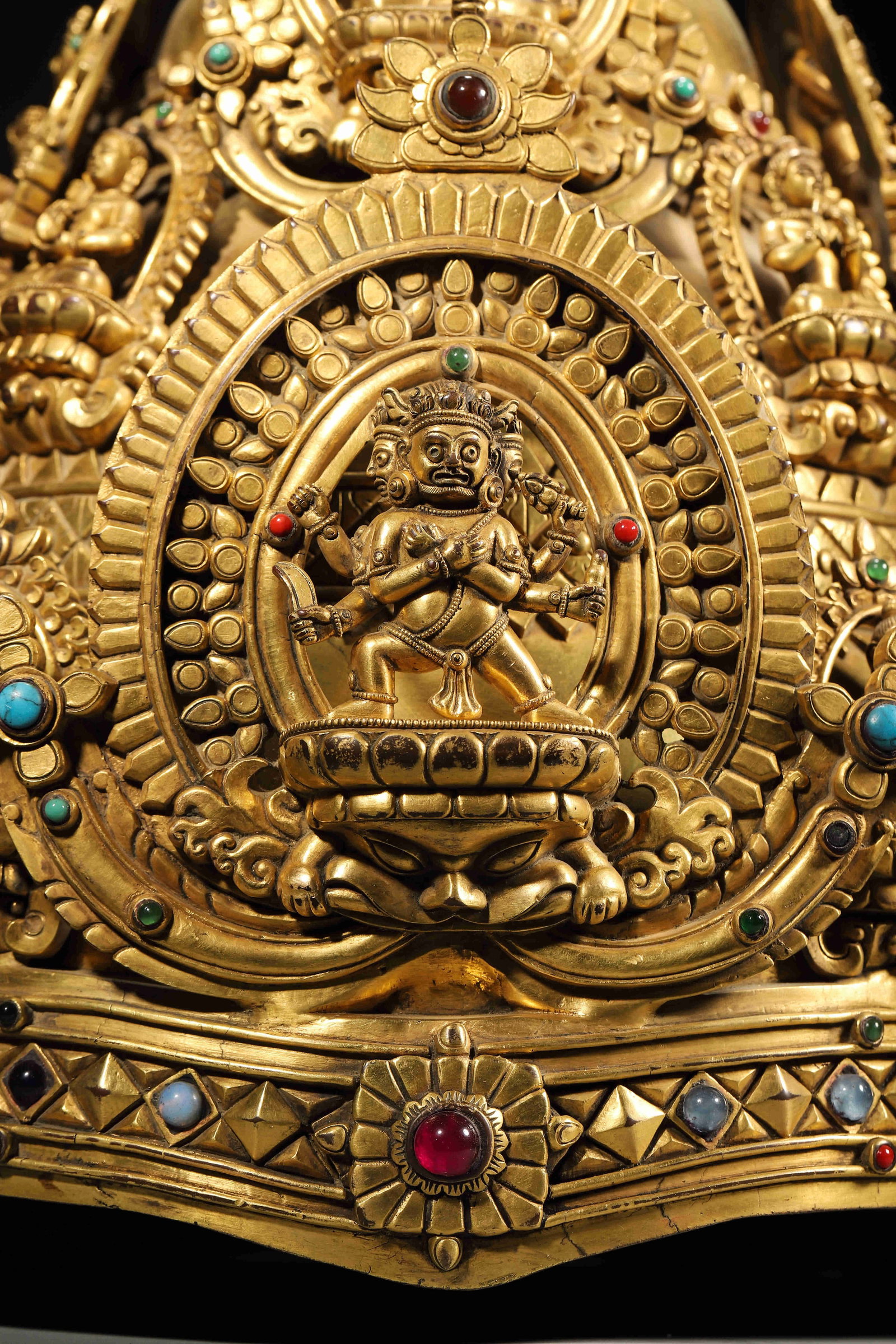 A Ming Dynasty Tibetan Gilt-Bronze Jewel-Inlaid Royal Crown - 3