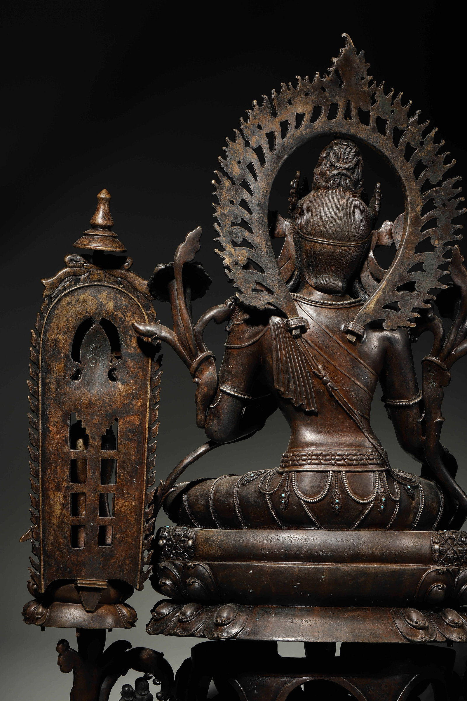 A High-Level Sino-Tibetan Alloy Copper Turquoise-Inlaid Statue of Green Tara, Pala Style, Song - 10