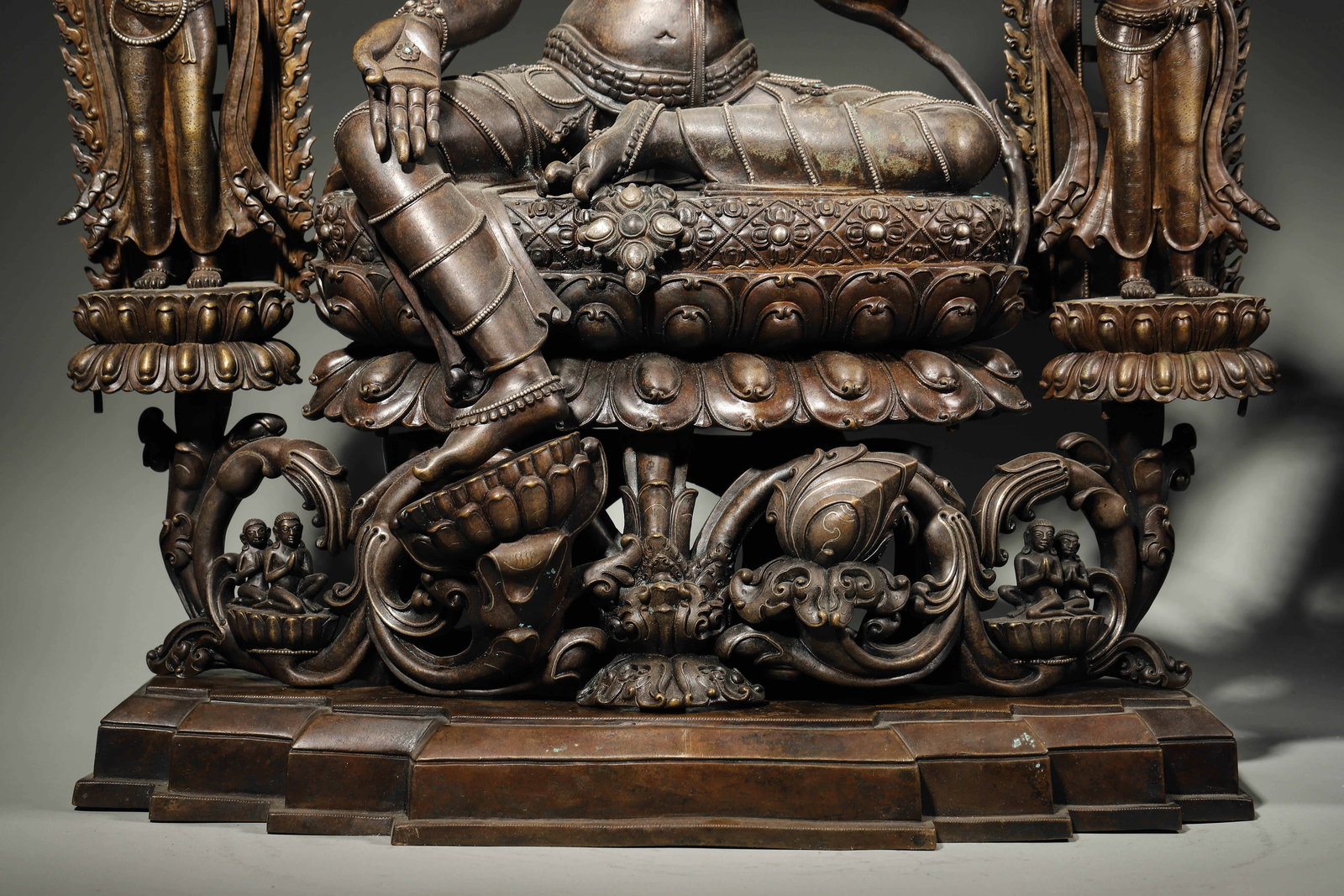 A High-Level Sino-Tibetan Alloy Copper Turquoise-Inlaid Statue of Green Tara, Pala Style, Song - 5