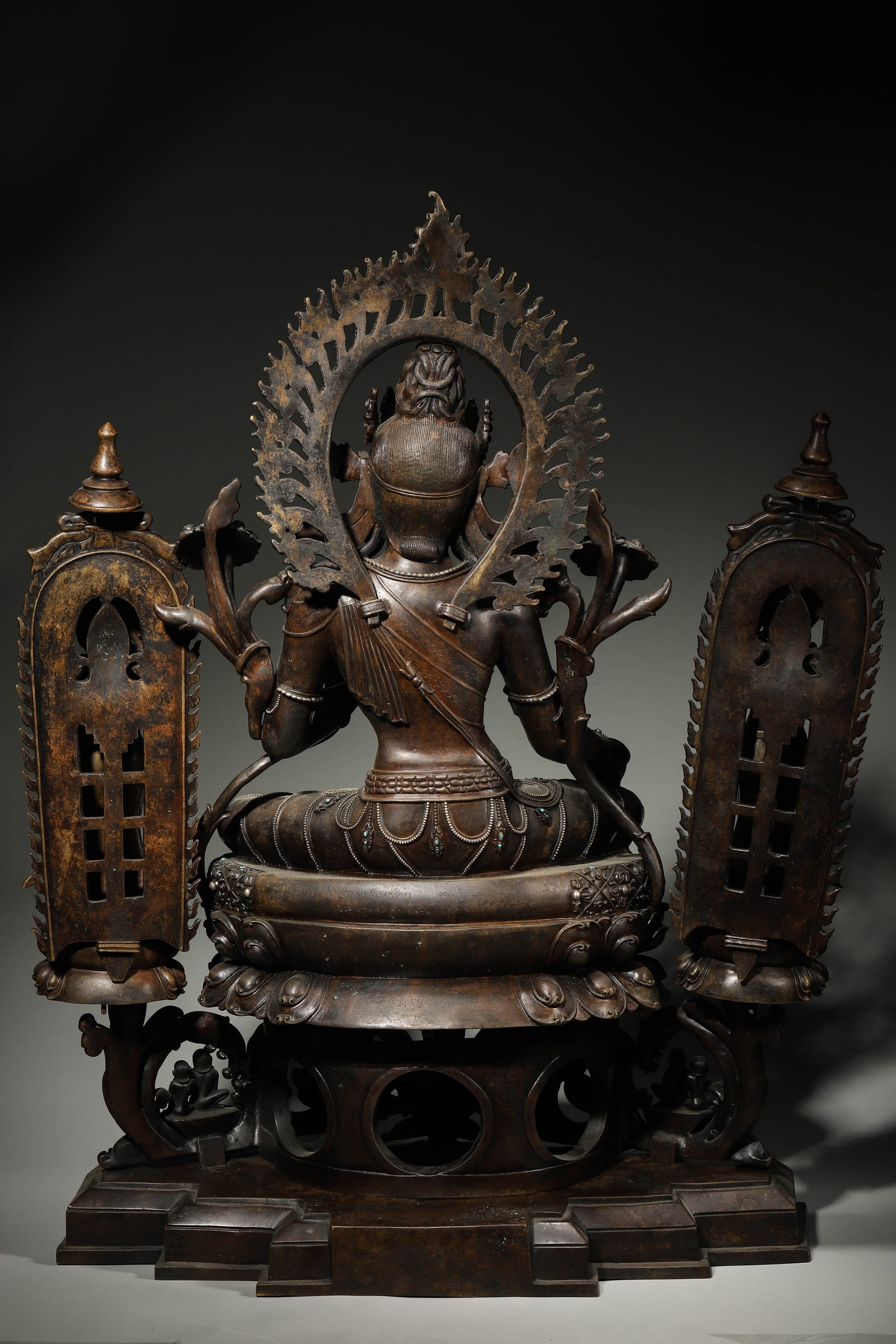 A High-Level Sino-Tibetan Alloy Copper Turquoise-Inlaid Statue of Green Tara, Pala Style, Song - 9