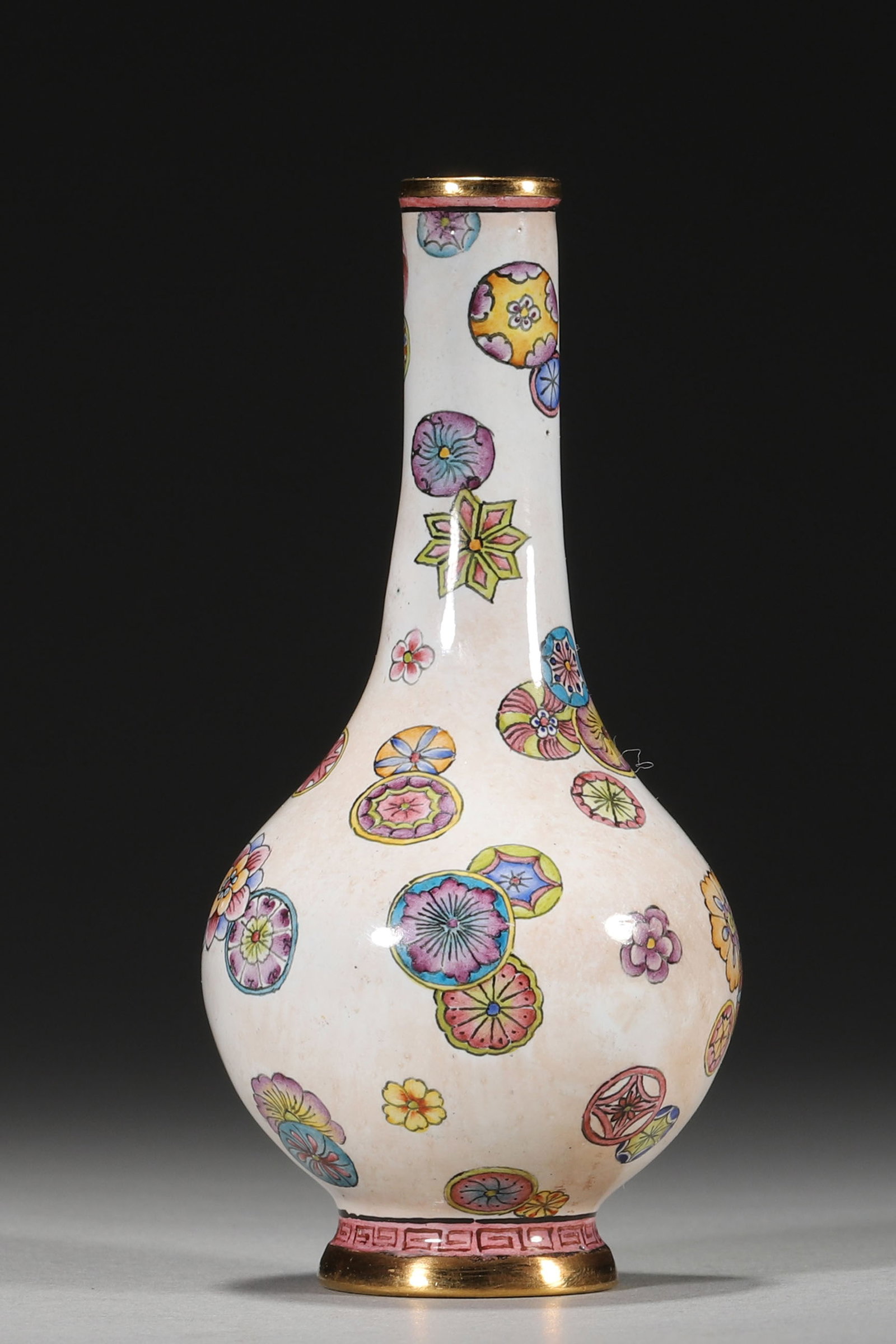 An Enameled Copper Bottle Vase With Ball-Flower Pattern, Qianlong Period (1 of 7)
