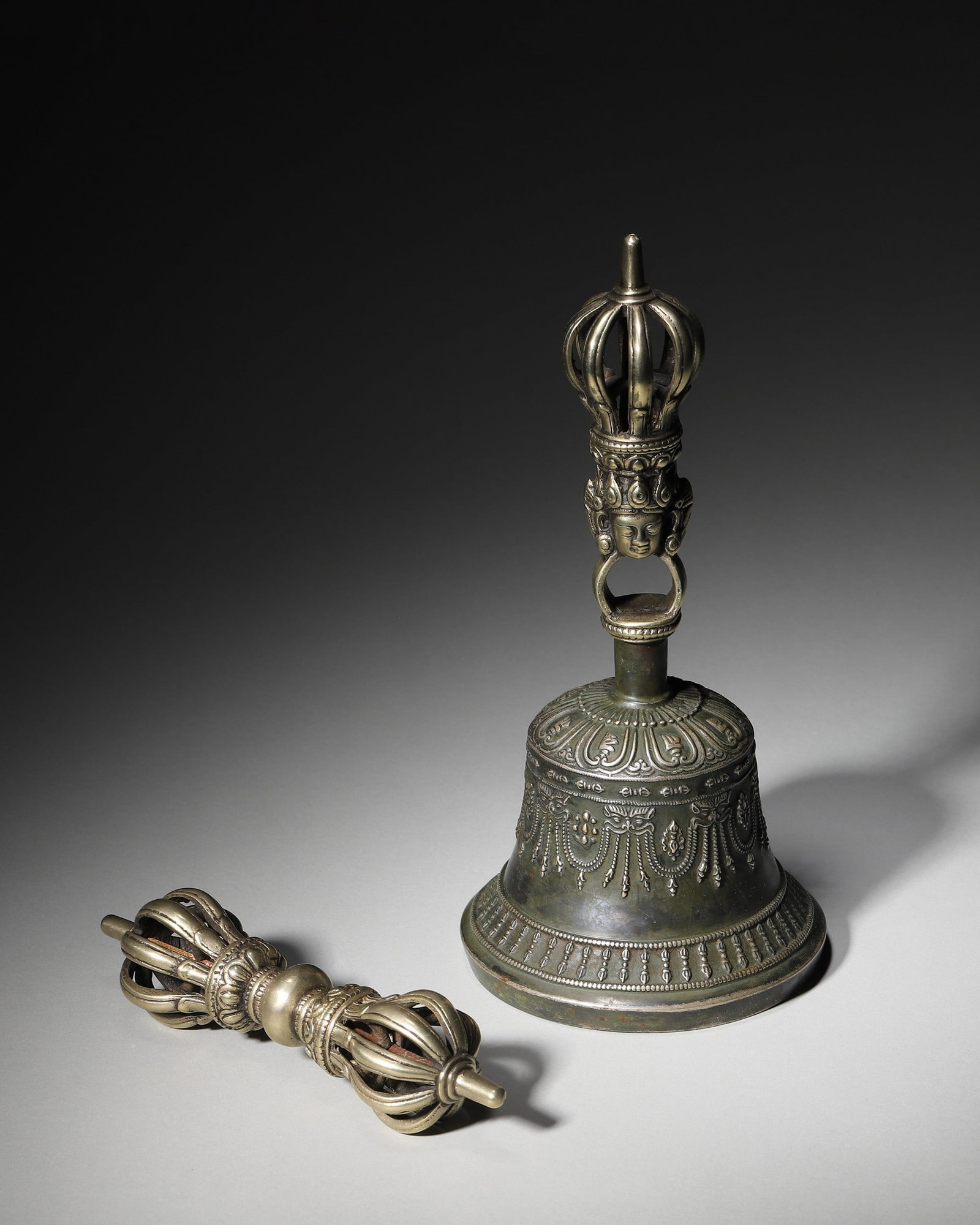A Set of Silver Vajra Bell and Dorje, Qing Dynasty (1 of 13)