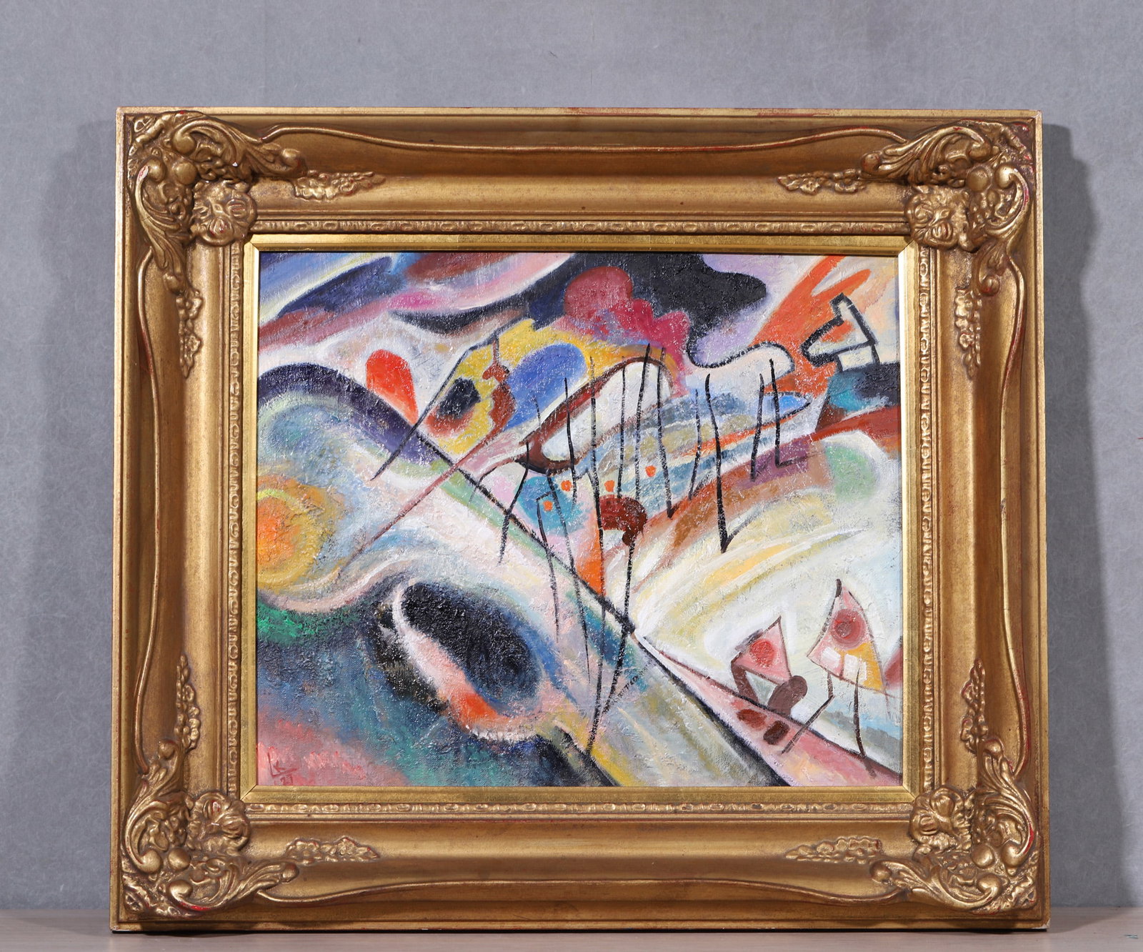Wassily Kandinsky,1866-1944,,ATTRIBUTED TO, OIL ON CANVAS,Russia: L 64cm (25.2 in); W 57cm (22.44 in); L 45cm (17.72 in); W 37cm (14.57 in)