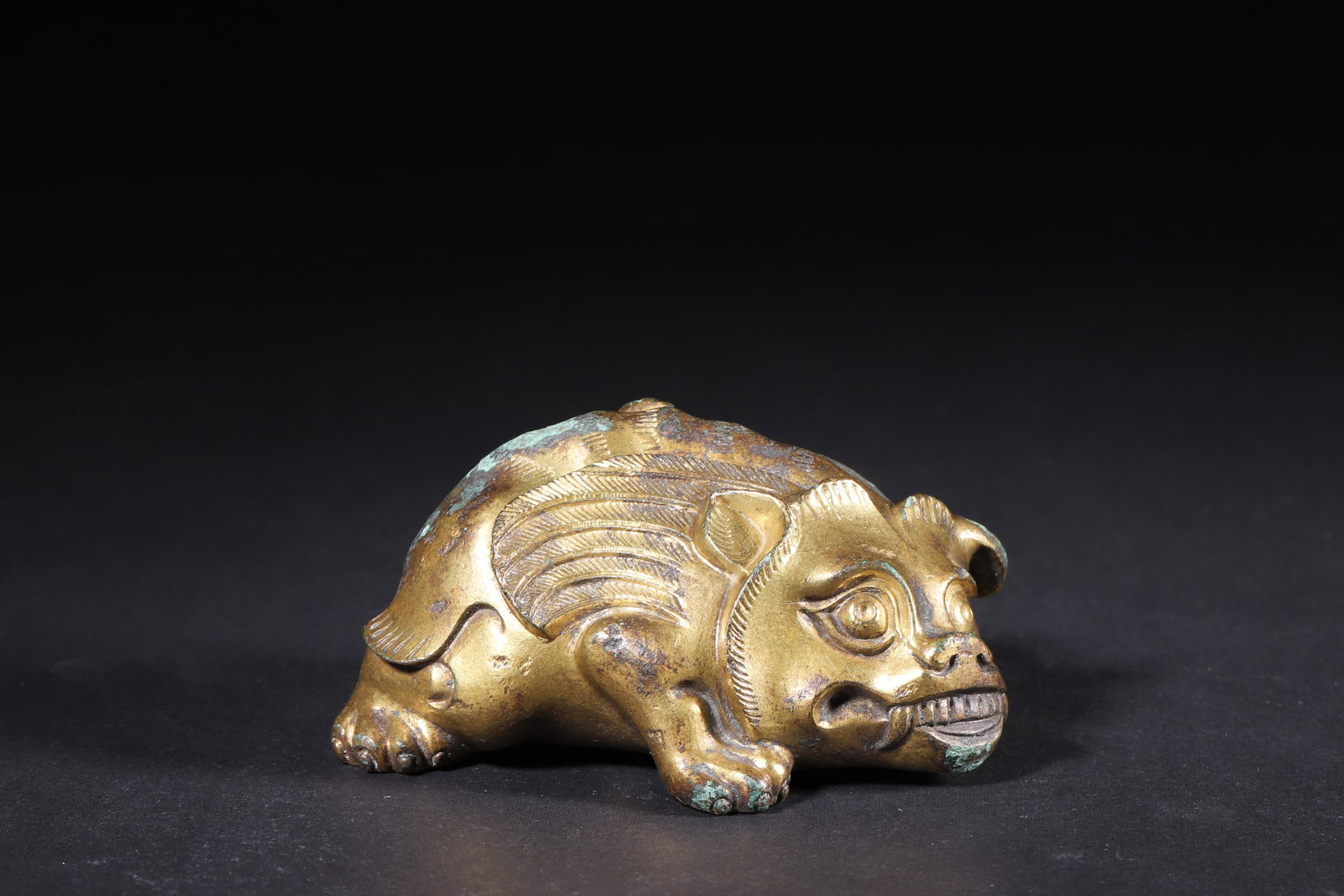 A Gilt Bronze Mythical Beast Paperweight - Qing Dynasty (1 of 6)