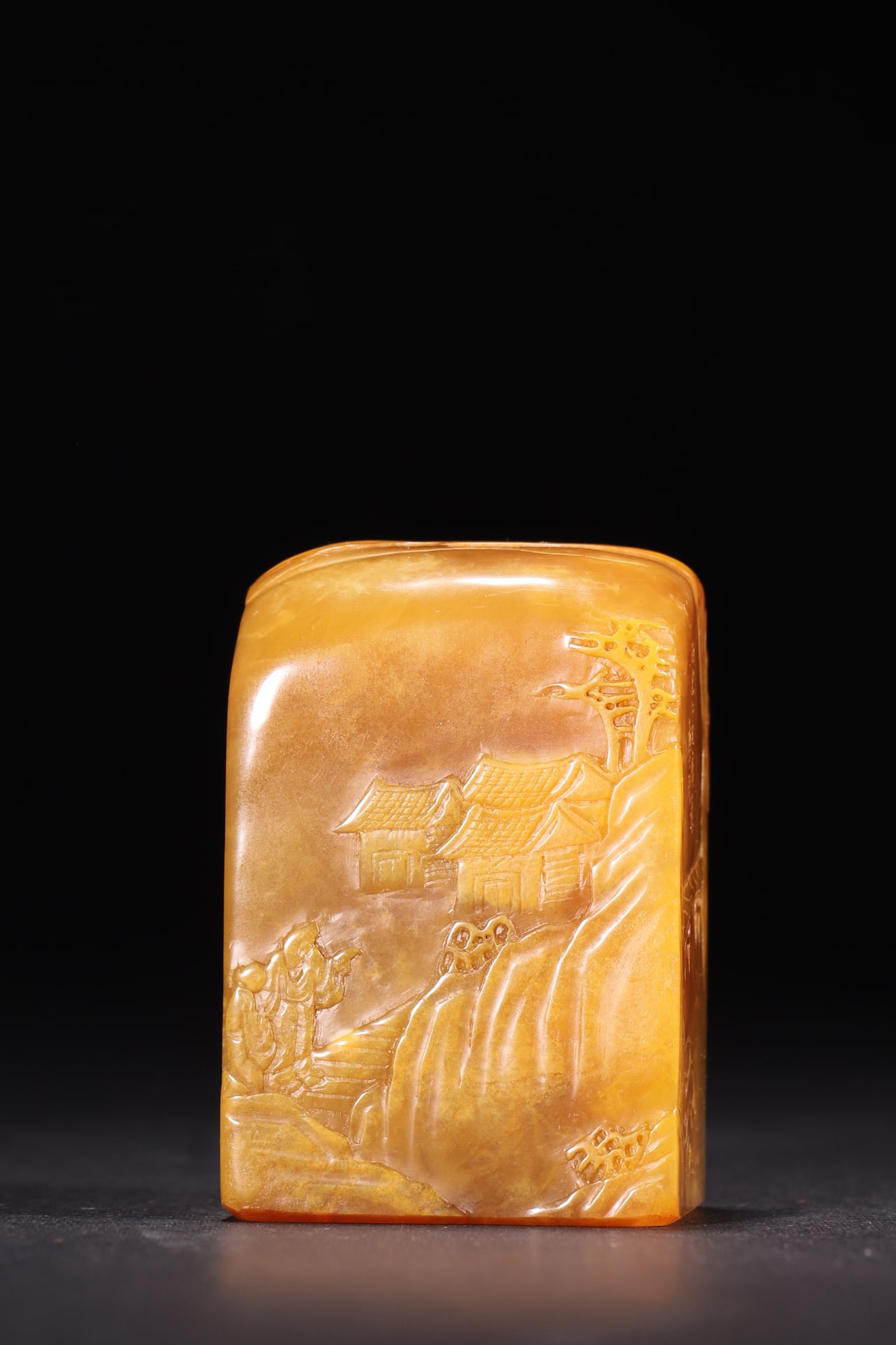 A Tianhuang Stone Seal with Landscape and Figures, Qing Dynasty (1 of 8)