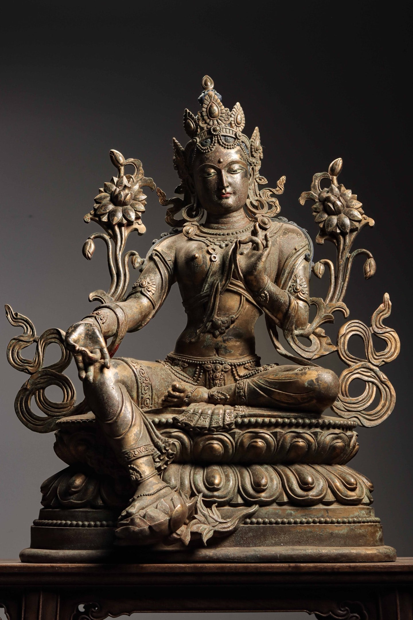 A Gilt Bronze Statue of Green Tara, Qing Dynasty (1 of 11)