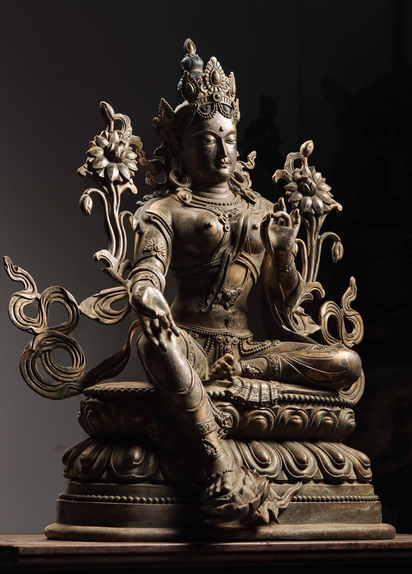 A Gilt Bronze Statue of Green Tara, Qing Dynasty - 3
