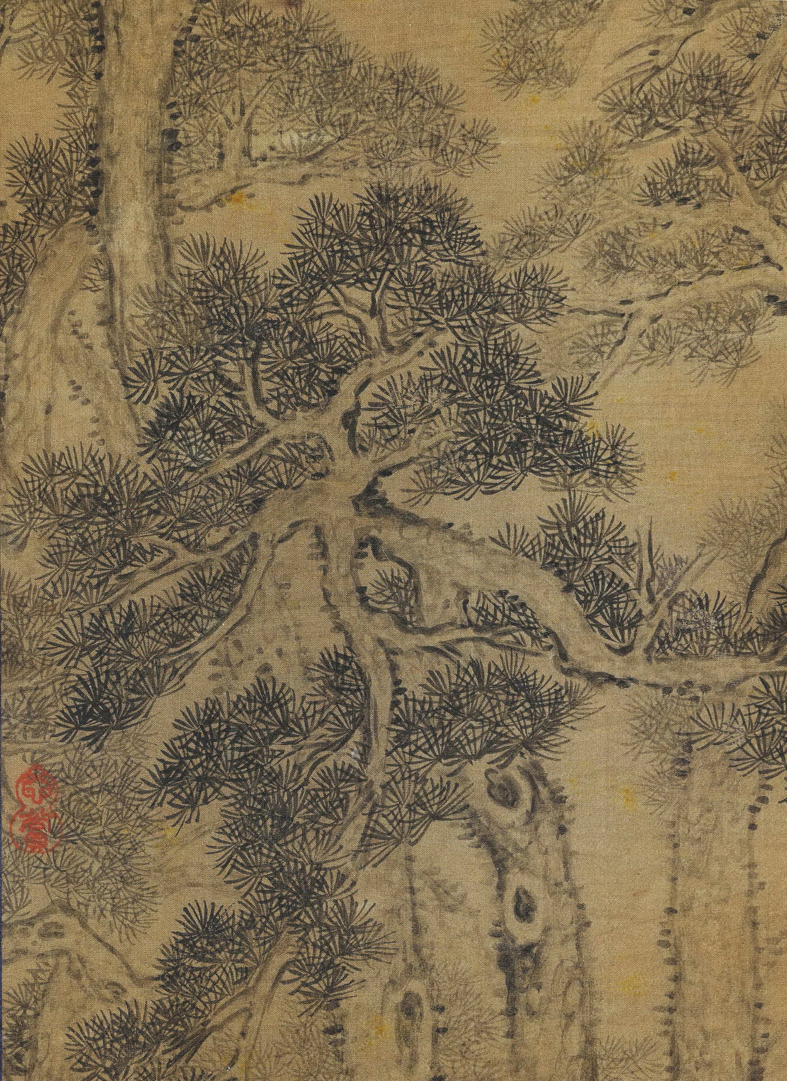 An Old Silk Hanging Scroll of "Pine Forest" by Su Shi, Song Dynasty - 5
