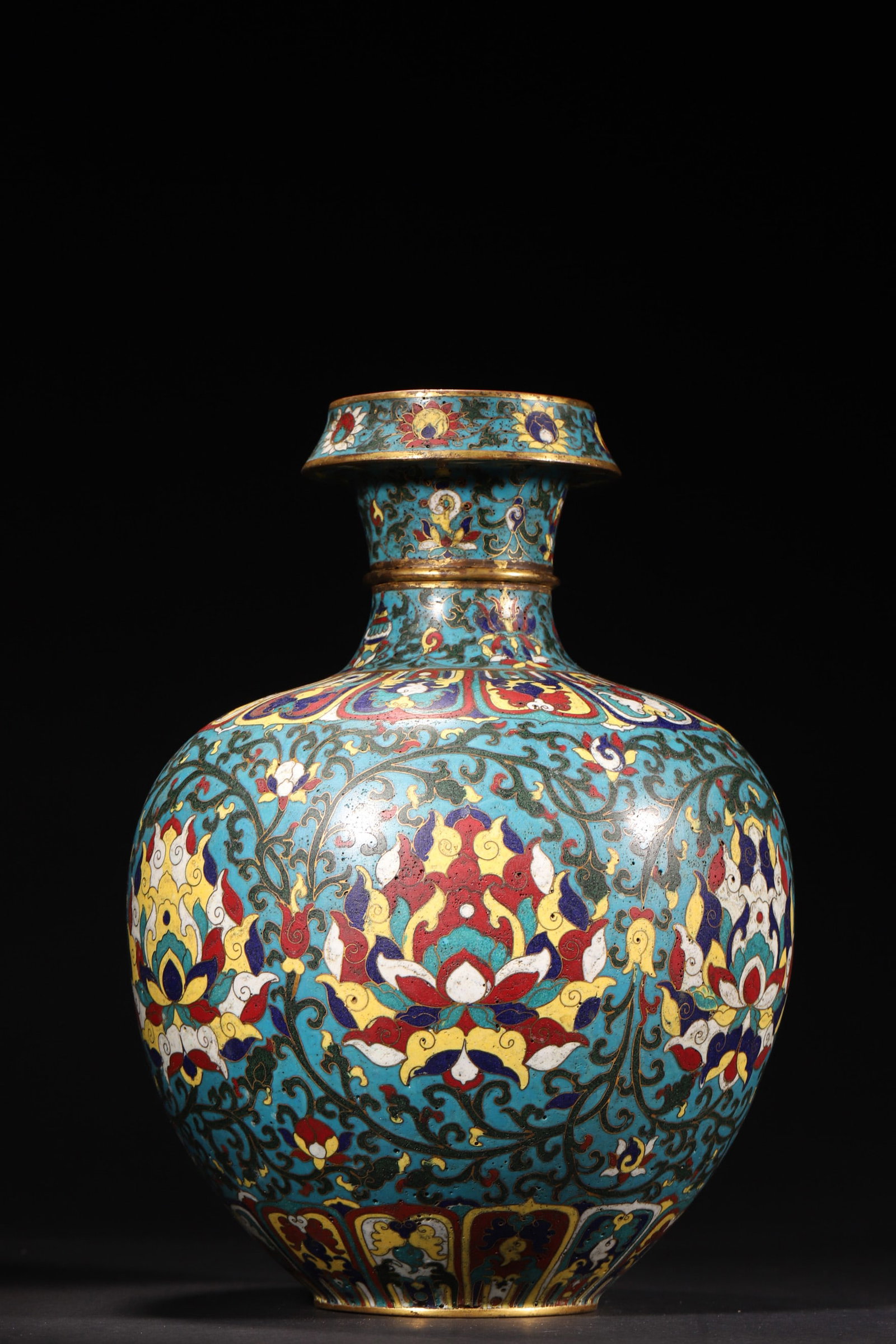 A Gilt-Bronze Cloisonné Enamel Vase with Interlocking Lotus Design, Ming Dynasty (1 of 7)