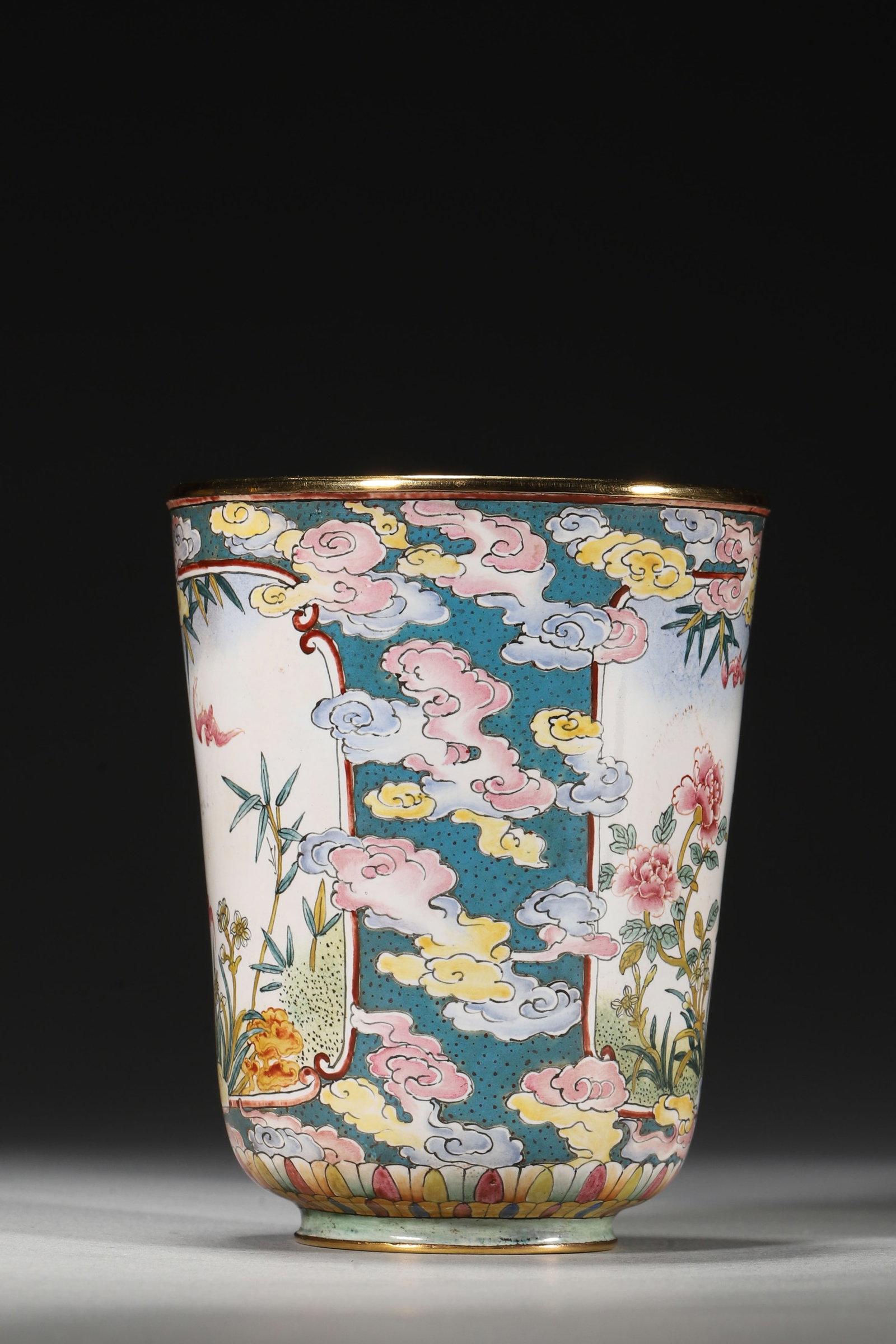 An Enameled Copper Cup with Bird and Flower Panels, Qianlong Period - 2