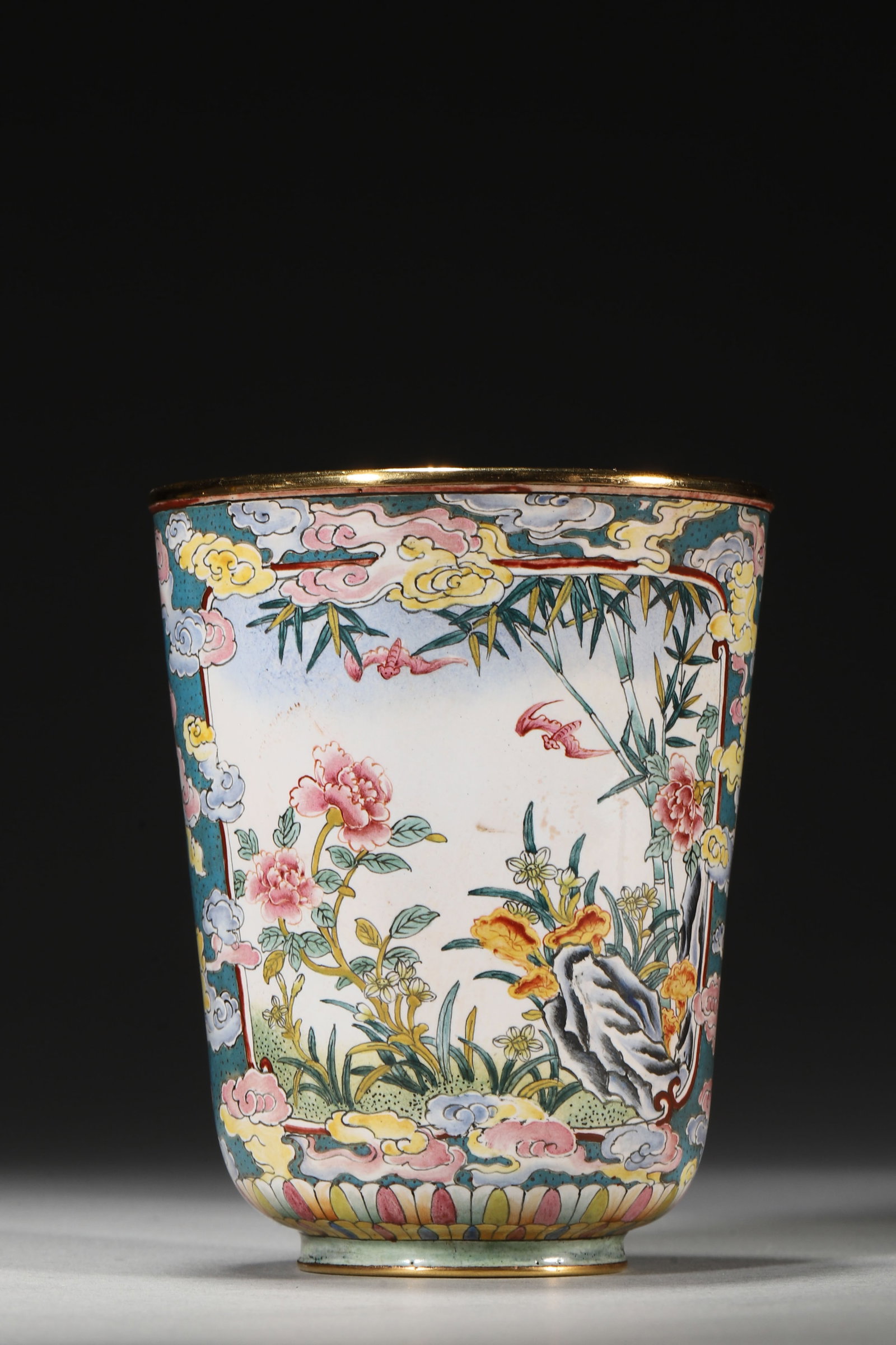 An Enameled Copper Cup with Bird and Flower Panels, Qianlong Period - 3
