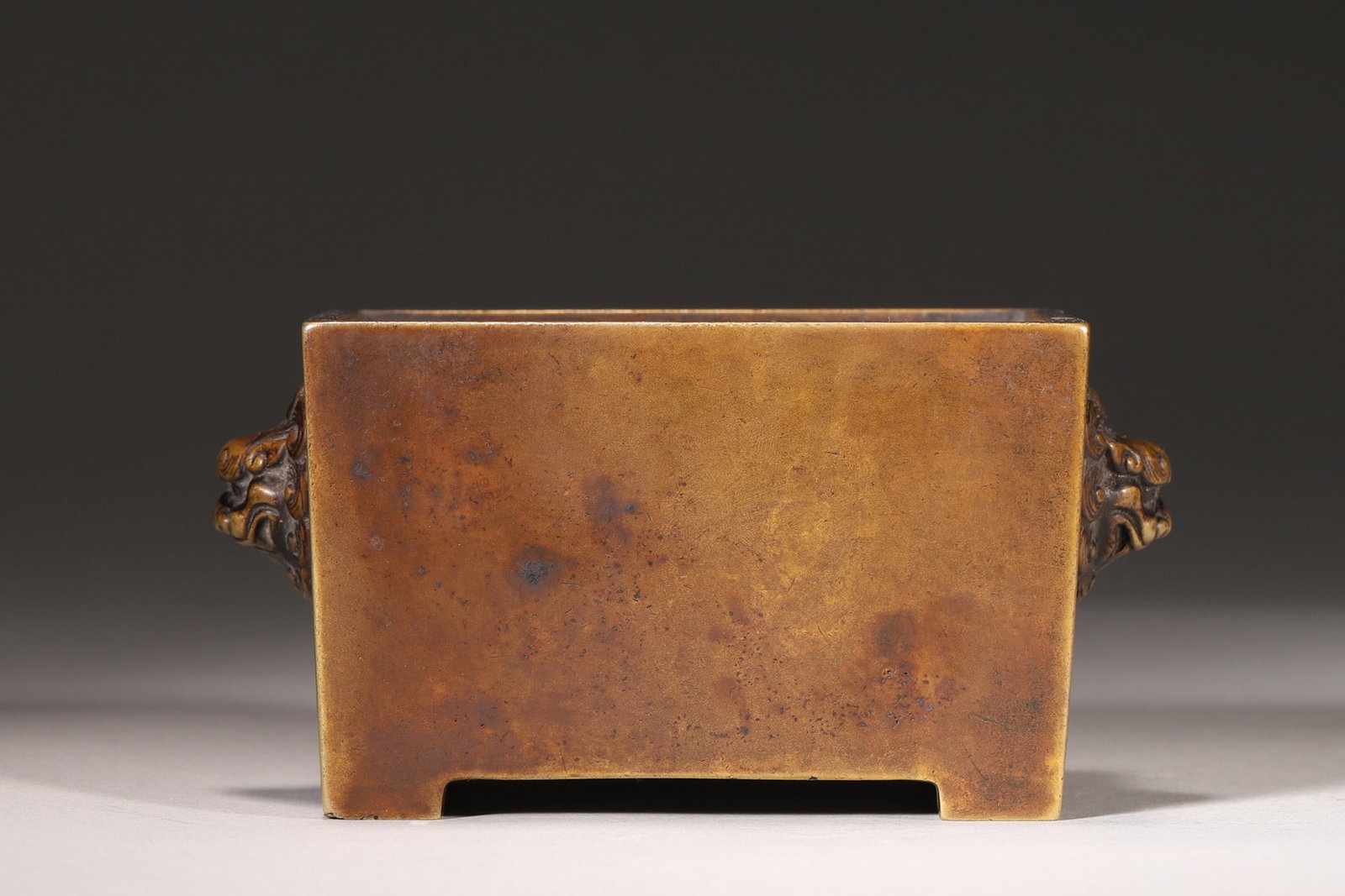 A Bronze Horse-Trough Incense Burner with Lion Handles, Qing Dynasty - 3