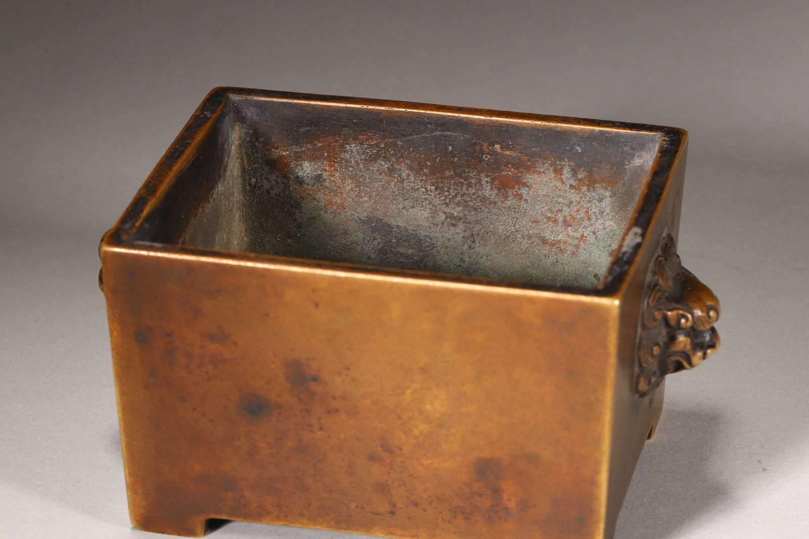 A Bronze Horse-Trough Incense Burner with Lion Handles, Qing Dynasty - 5