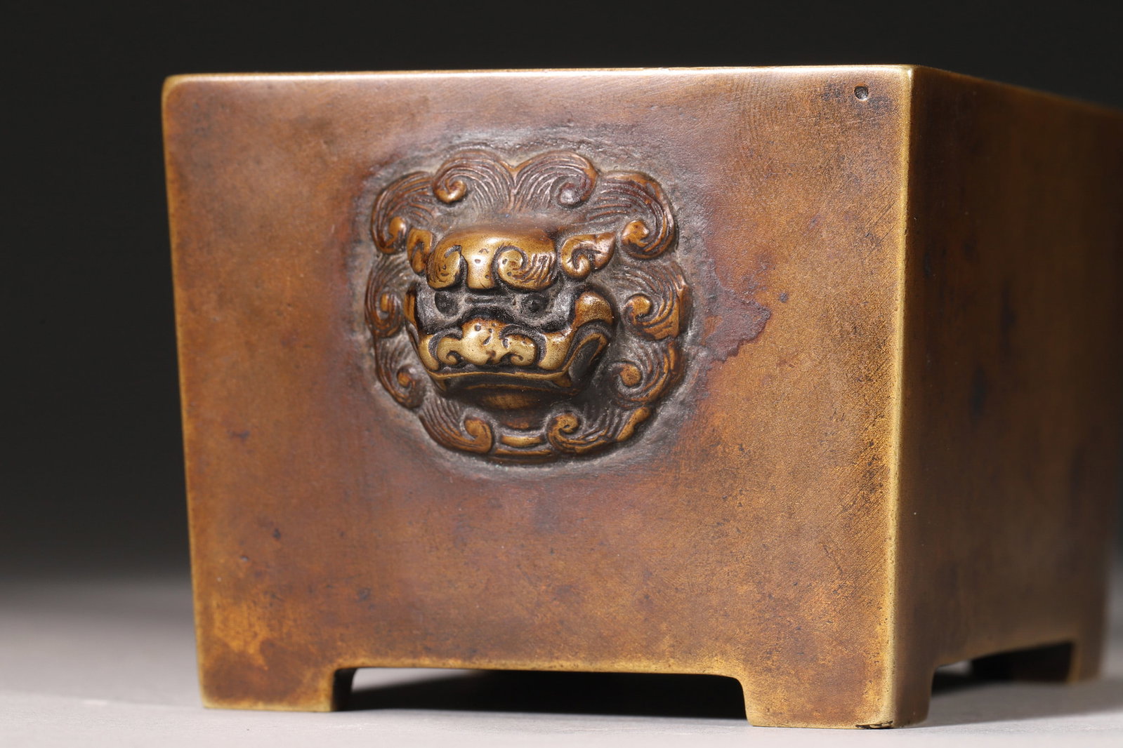 A Bronze Horse-Trough Incense Burner with Lion Handles, Qing Dynasty - 6