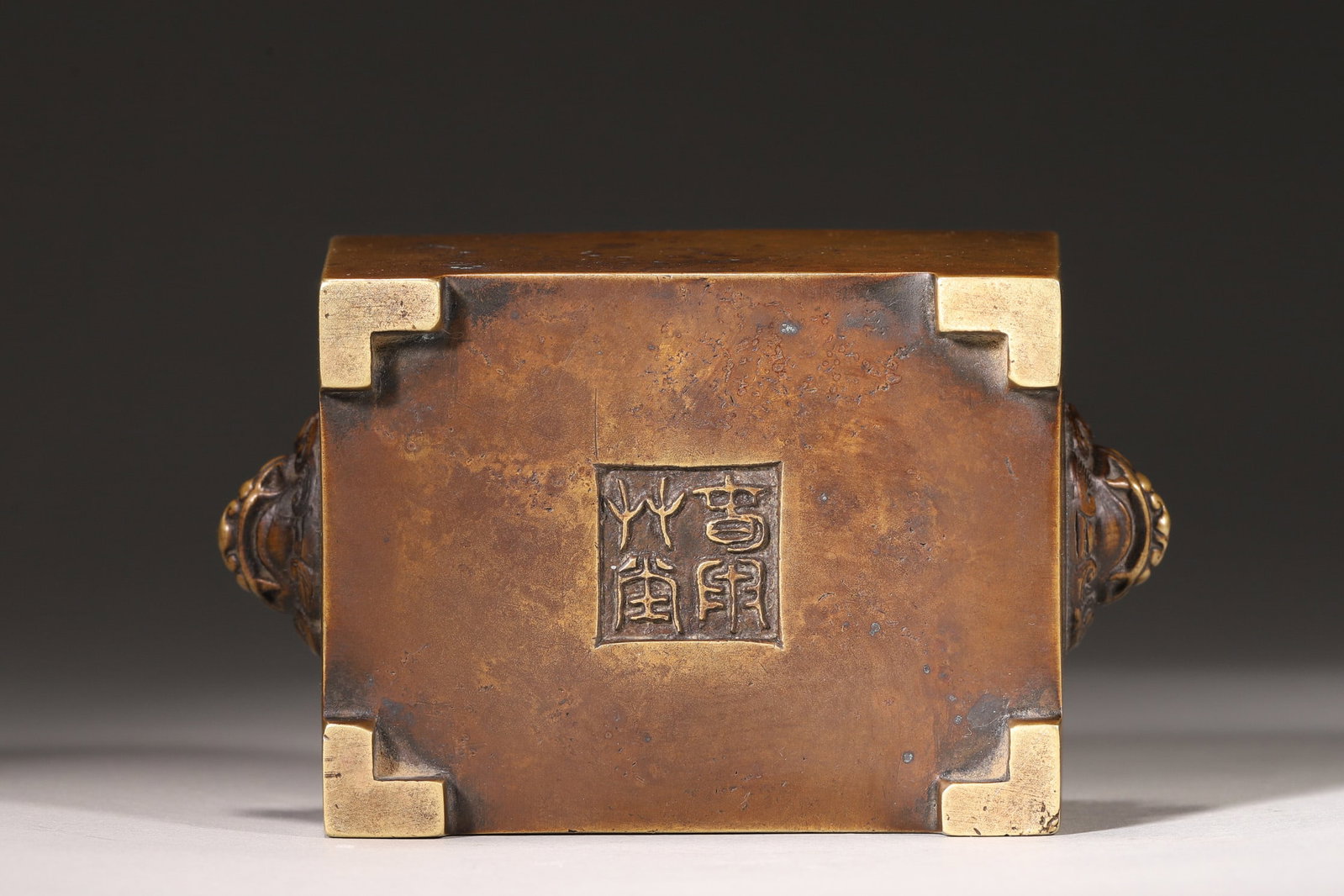 A Bronze Horse-Trough Incense Burner with Lion Handles, Qing Dynasty - 8
